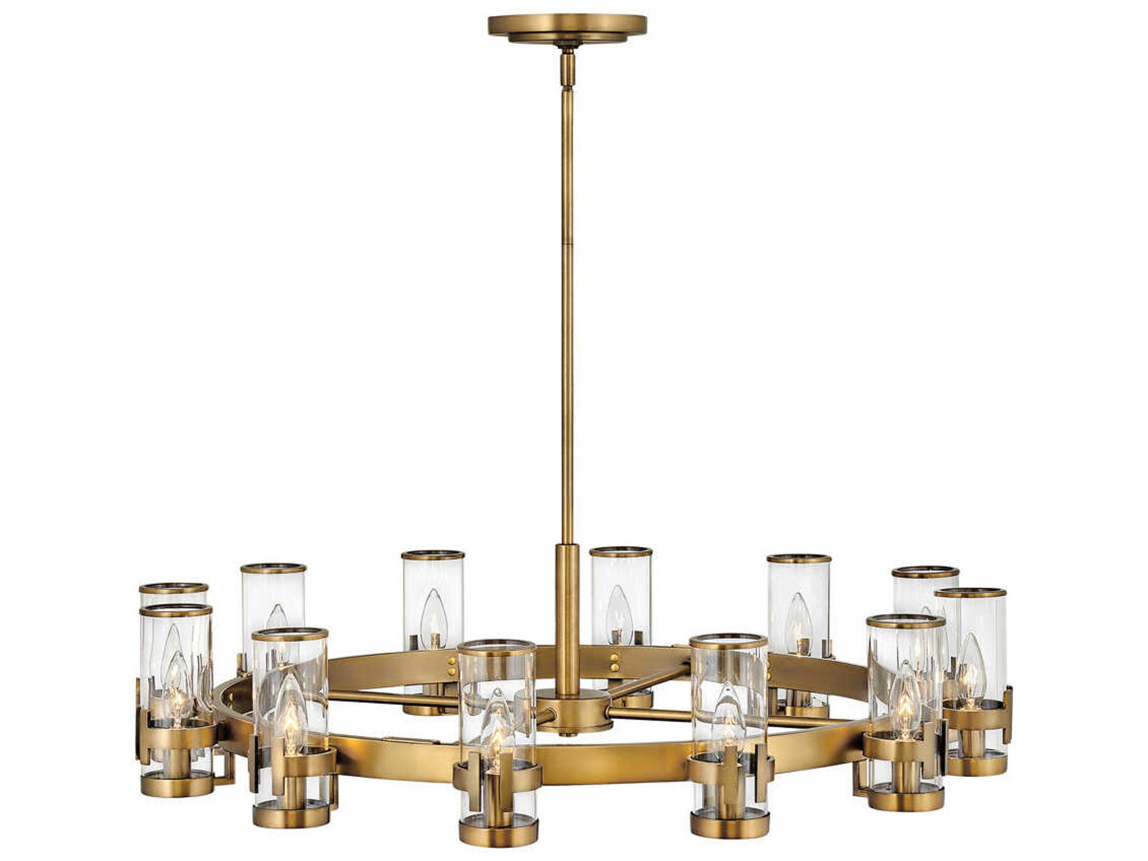 Hinkley Reeve 12-Light Heritage Brass Cylinder Chandelier