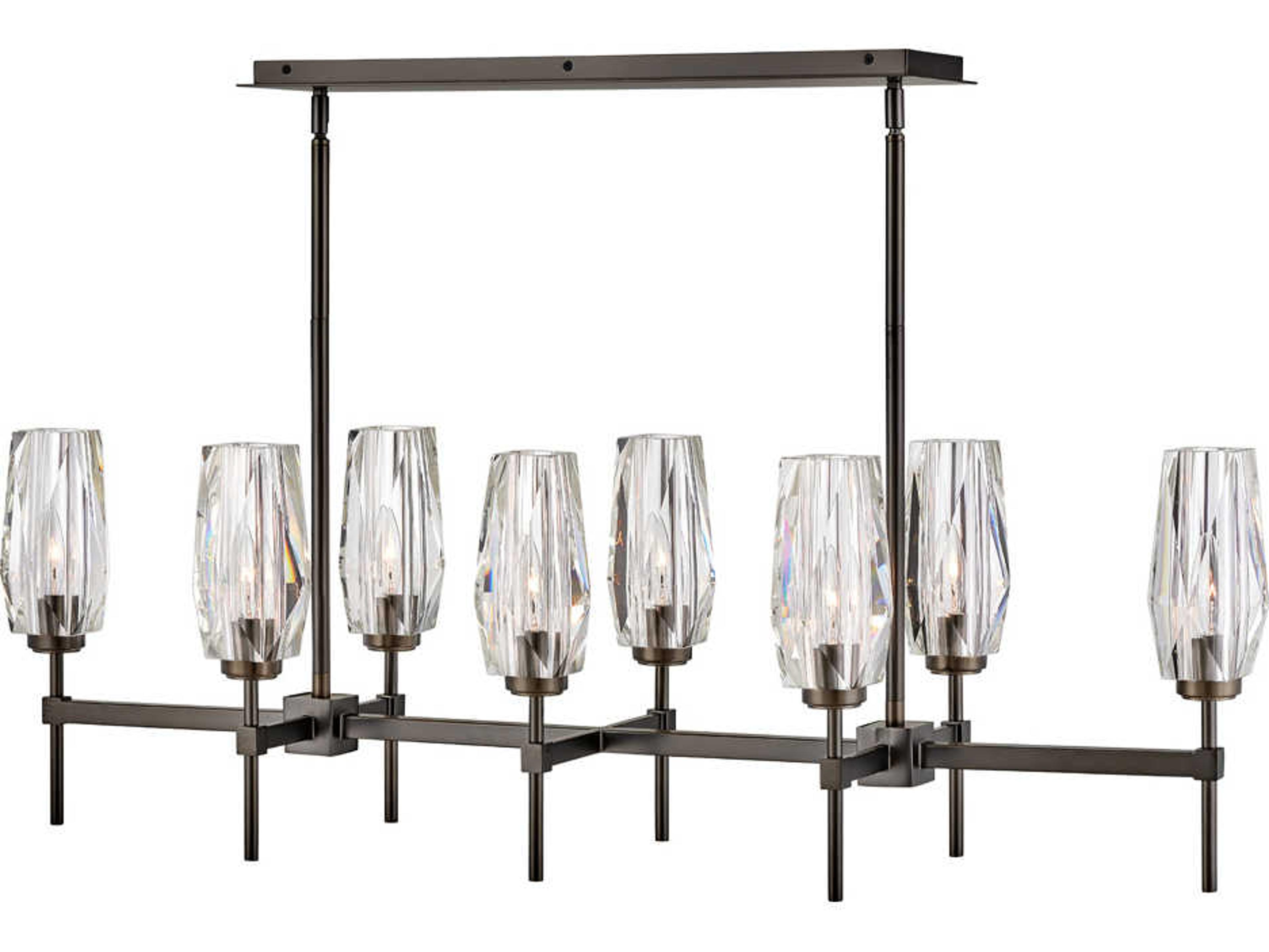 Hinkley Ana 8-Light Black Oxide Crystal Linear Island Pendant
