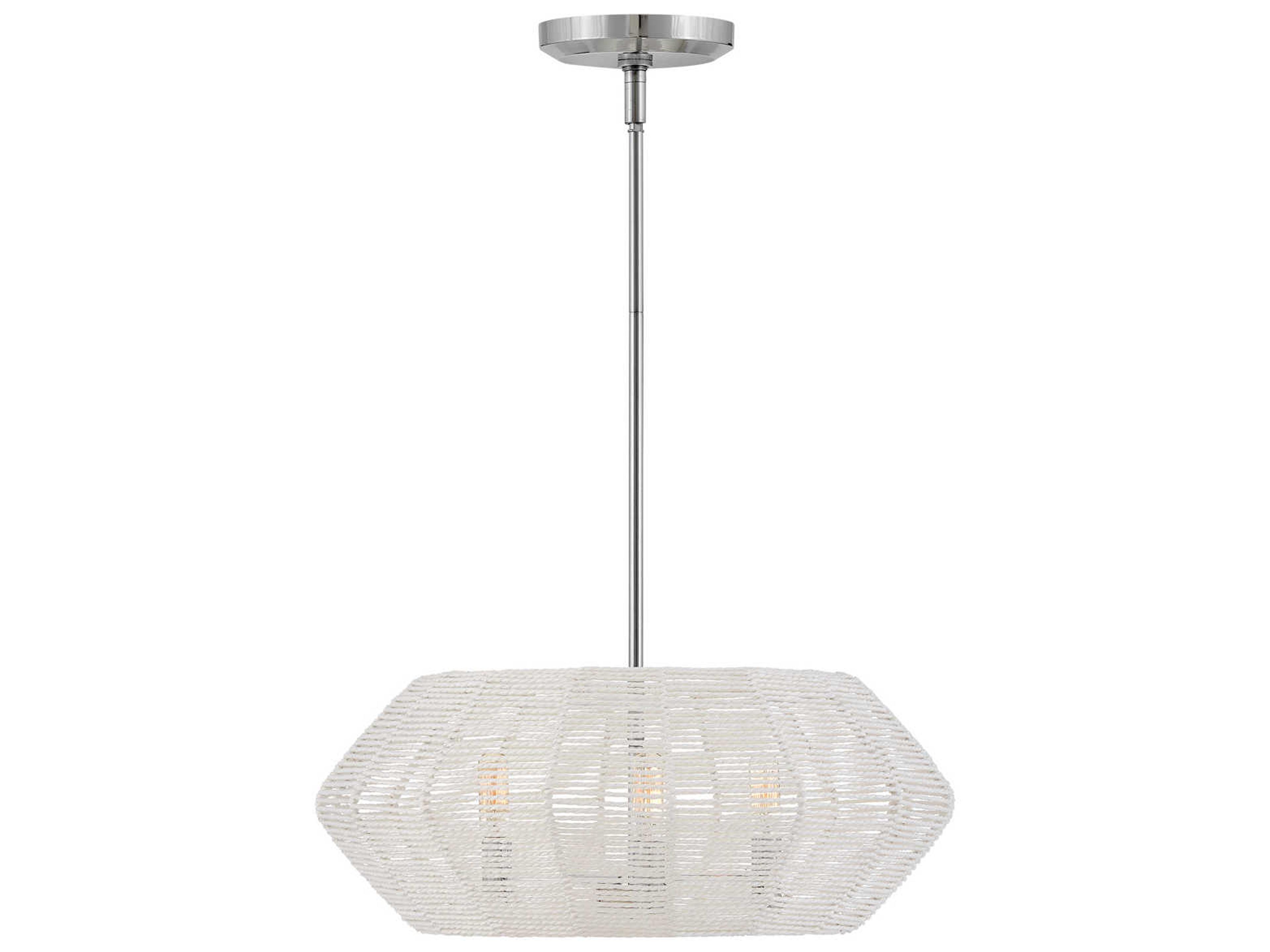 Hinkley Luca 3-Light Polished Chrome Natural Rattan Candelabra Chandelier