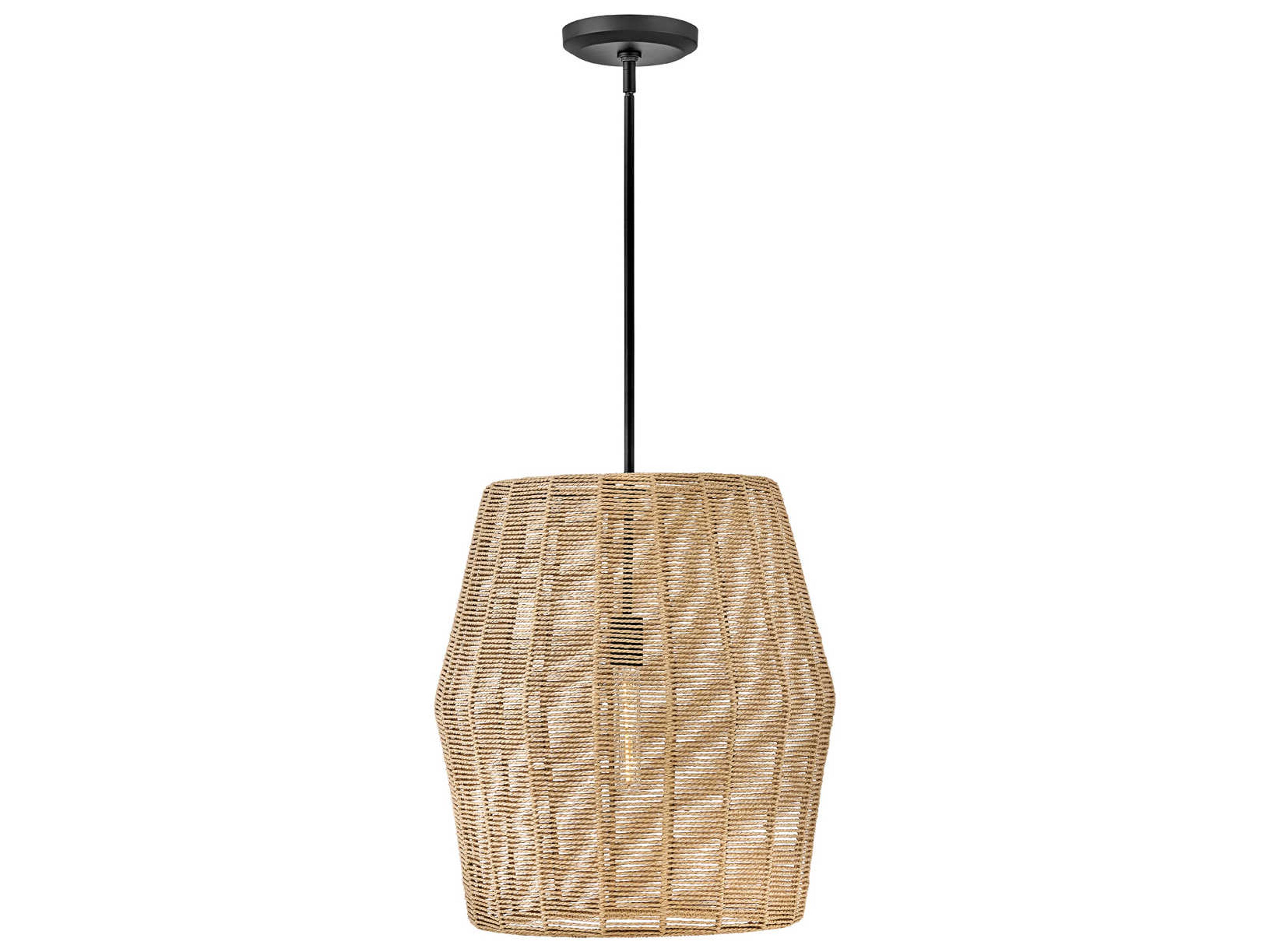 Hinkley Luca 1-Light Black Camel Rattan Pendant