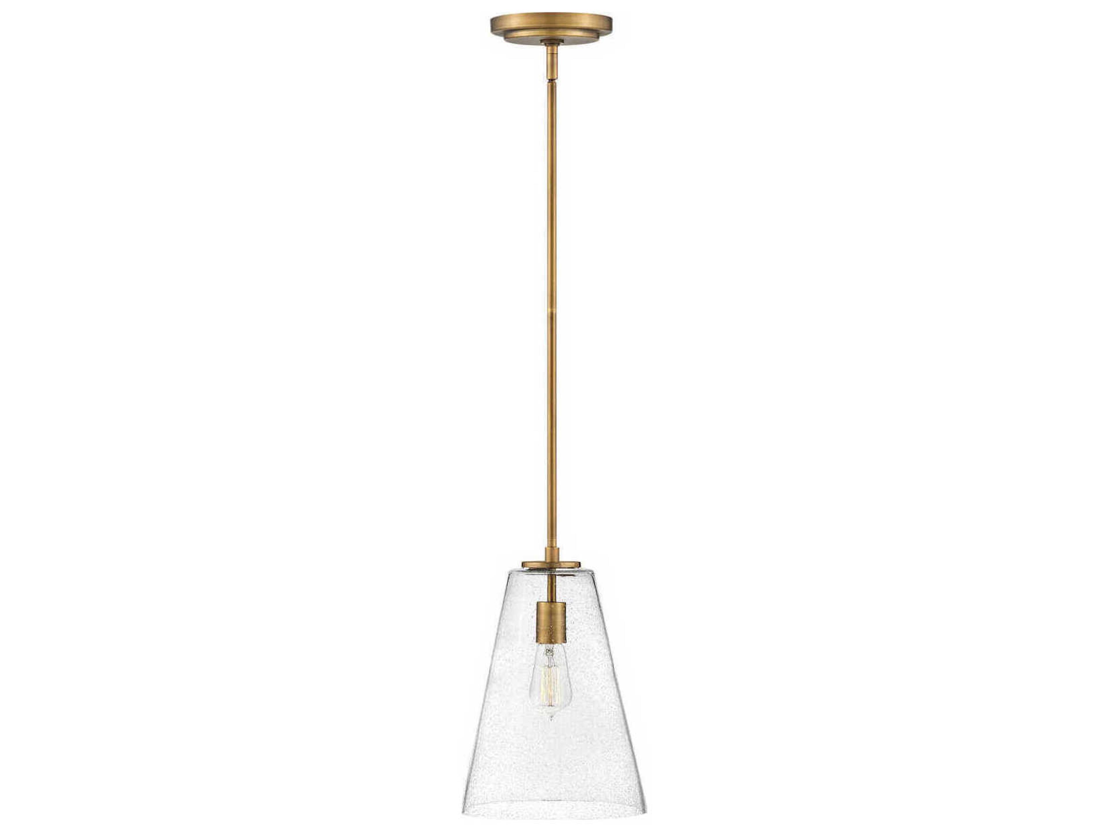 Hinkley Vance 1-Light Heritage Brass Glass Mini Pendant