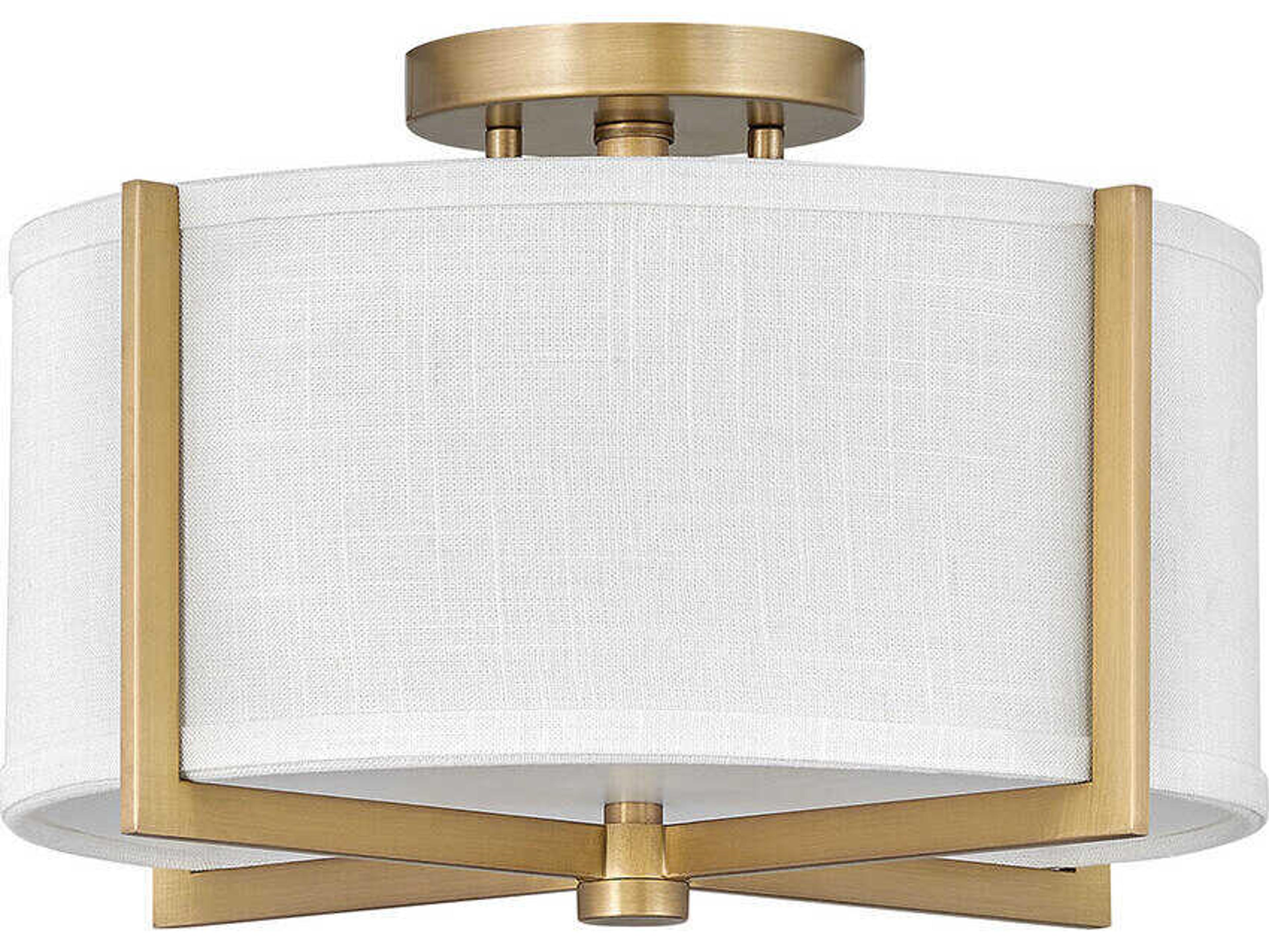 Hinkley Axis 2-Light Heritage Brass Drum Semi Flush Mount