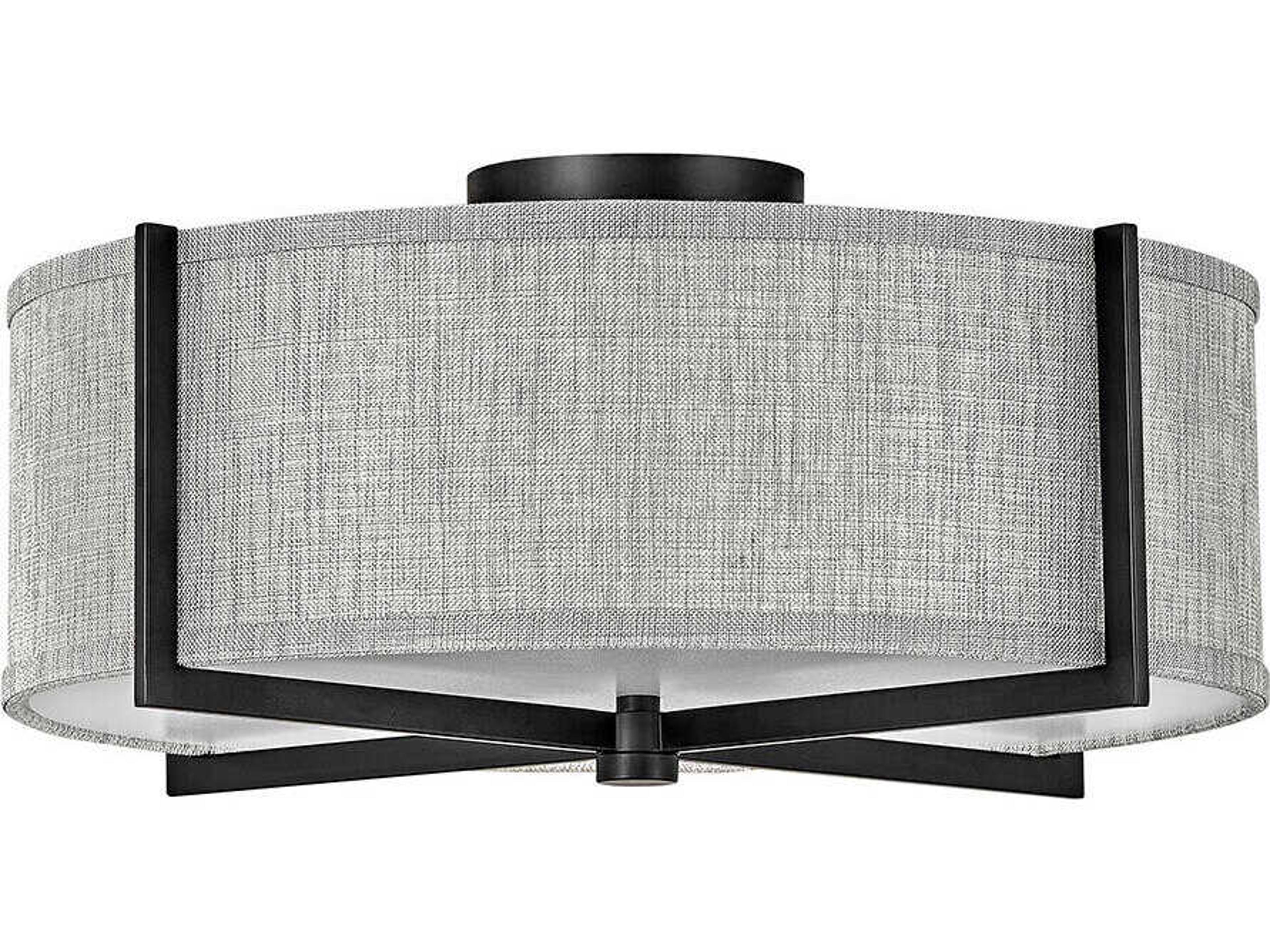 Hinkley Axis 3-Light Black Drum Flush Mount