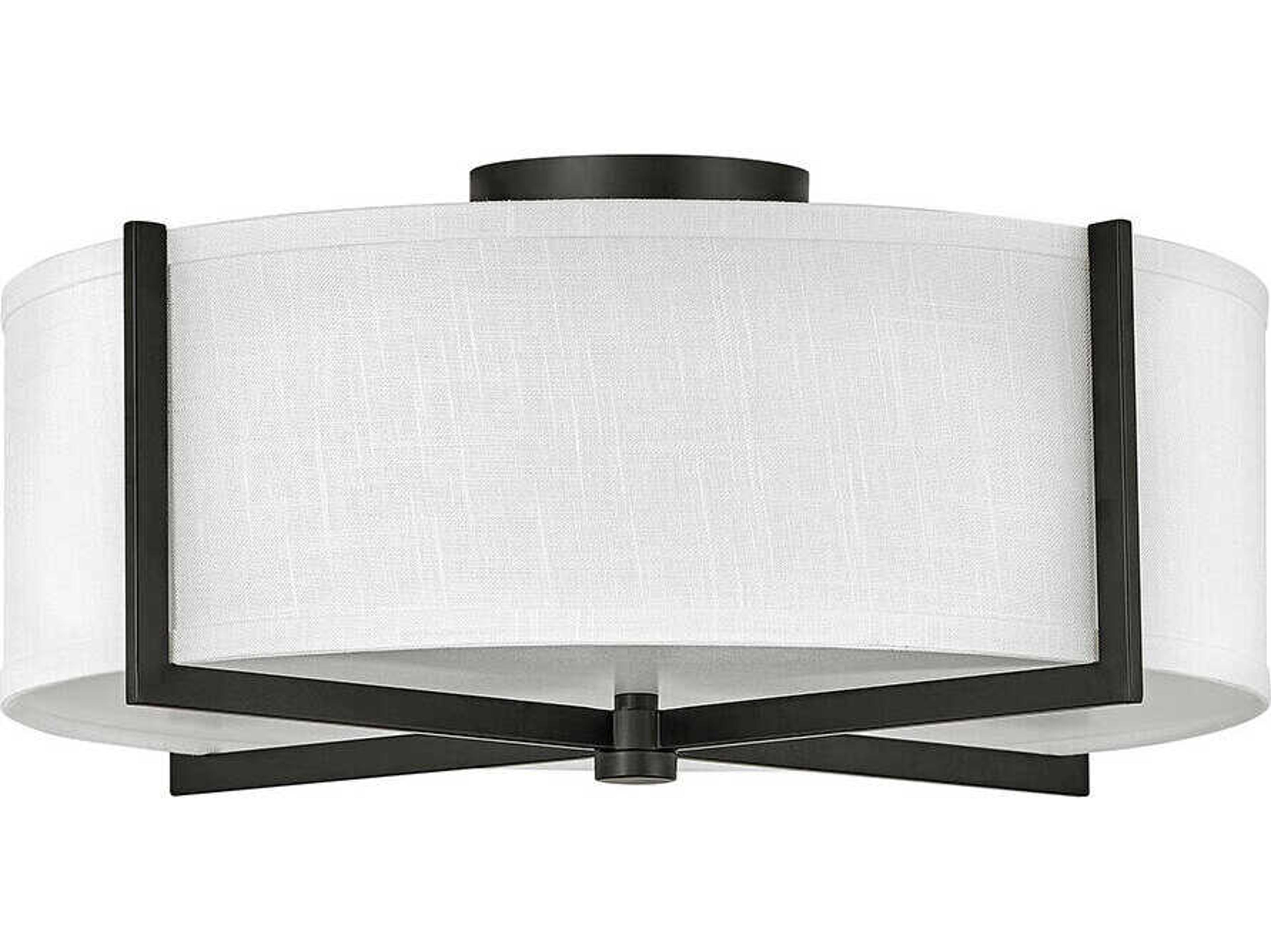 Hinkley Axis 3-Light Black Drum Flush Mount