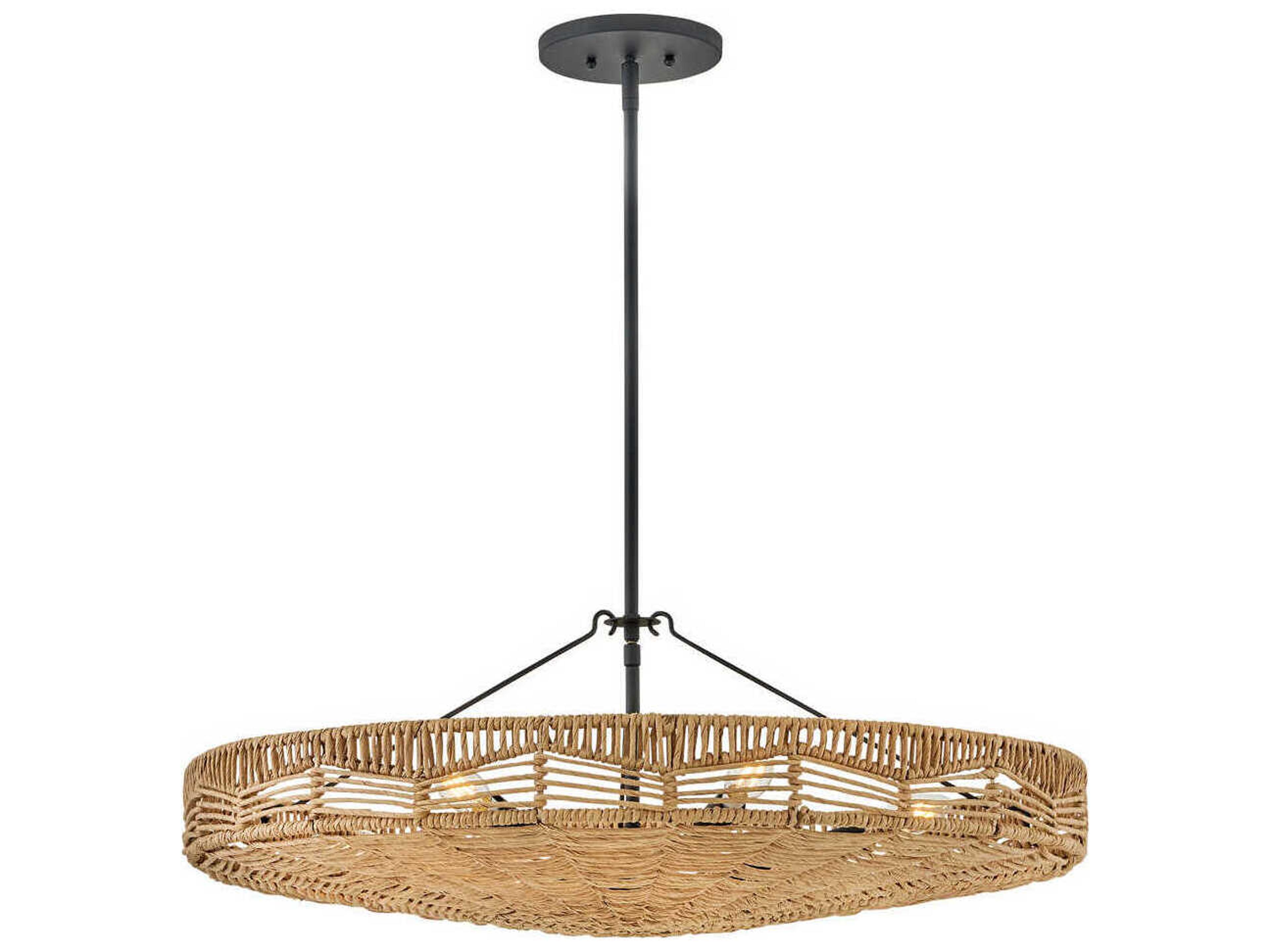Hinkley Ophelia 6-Light Black Natural Shade Brown LED Pendant