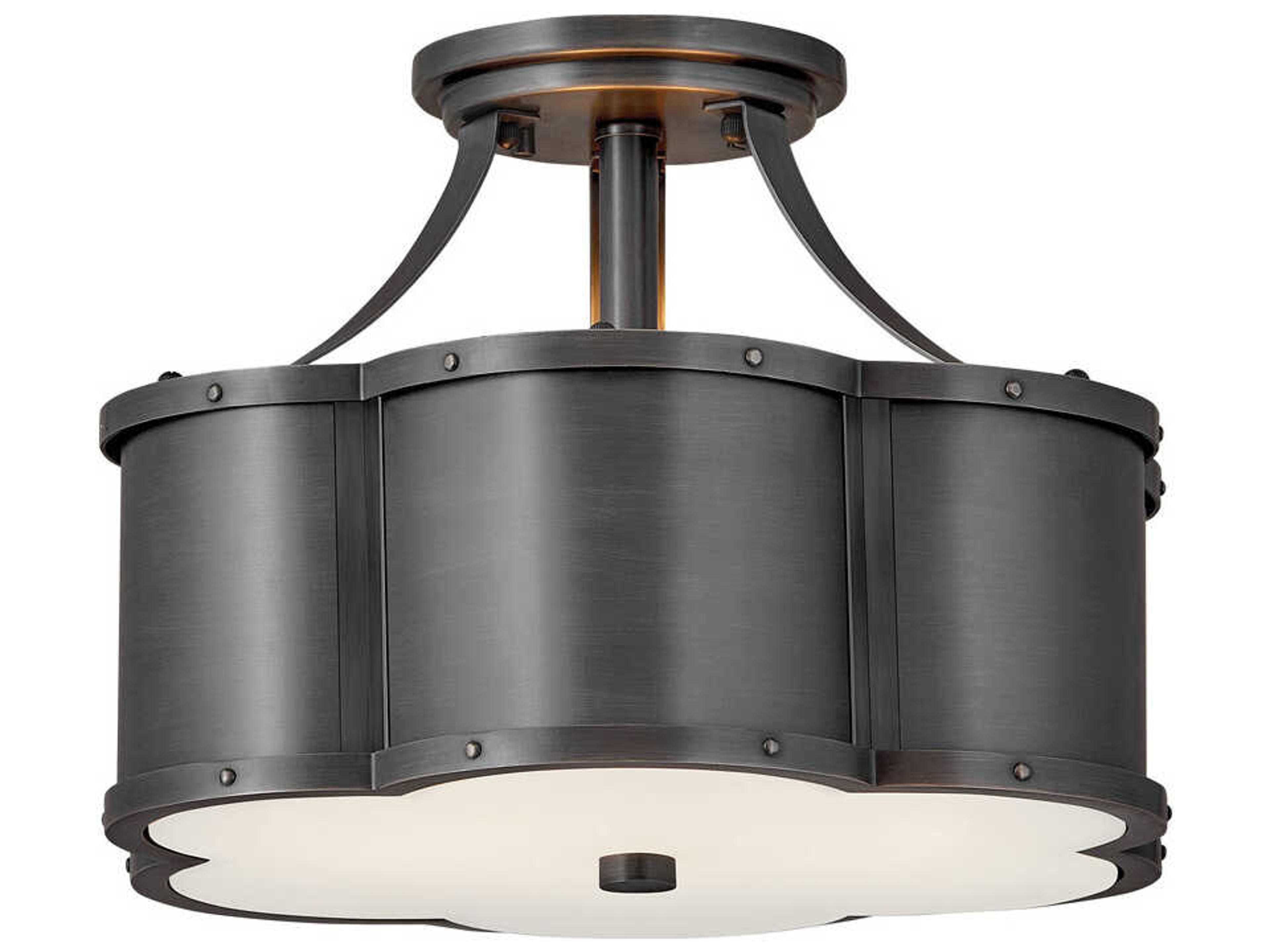 Hinkley Chance 2-Light Blackened Brass Geometric Semi Flush Mount