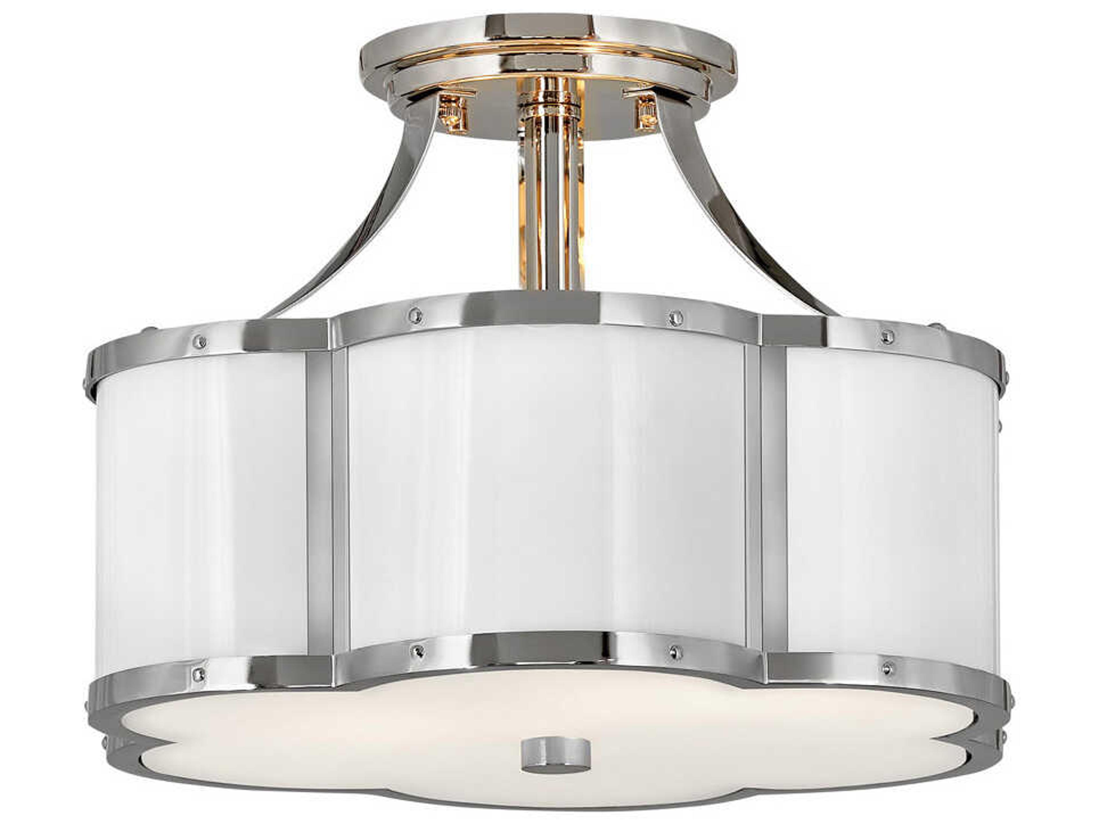 Hinkley Chance 2-Light Polished Nickel White Geometric Semi Flush Mount