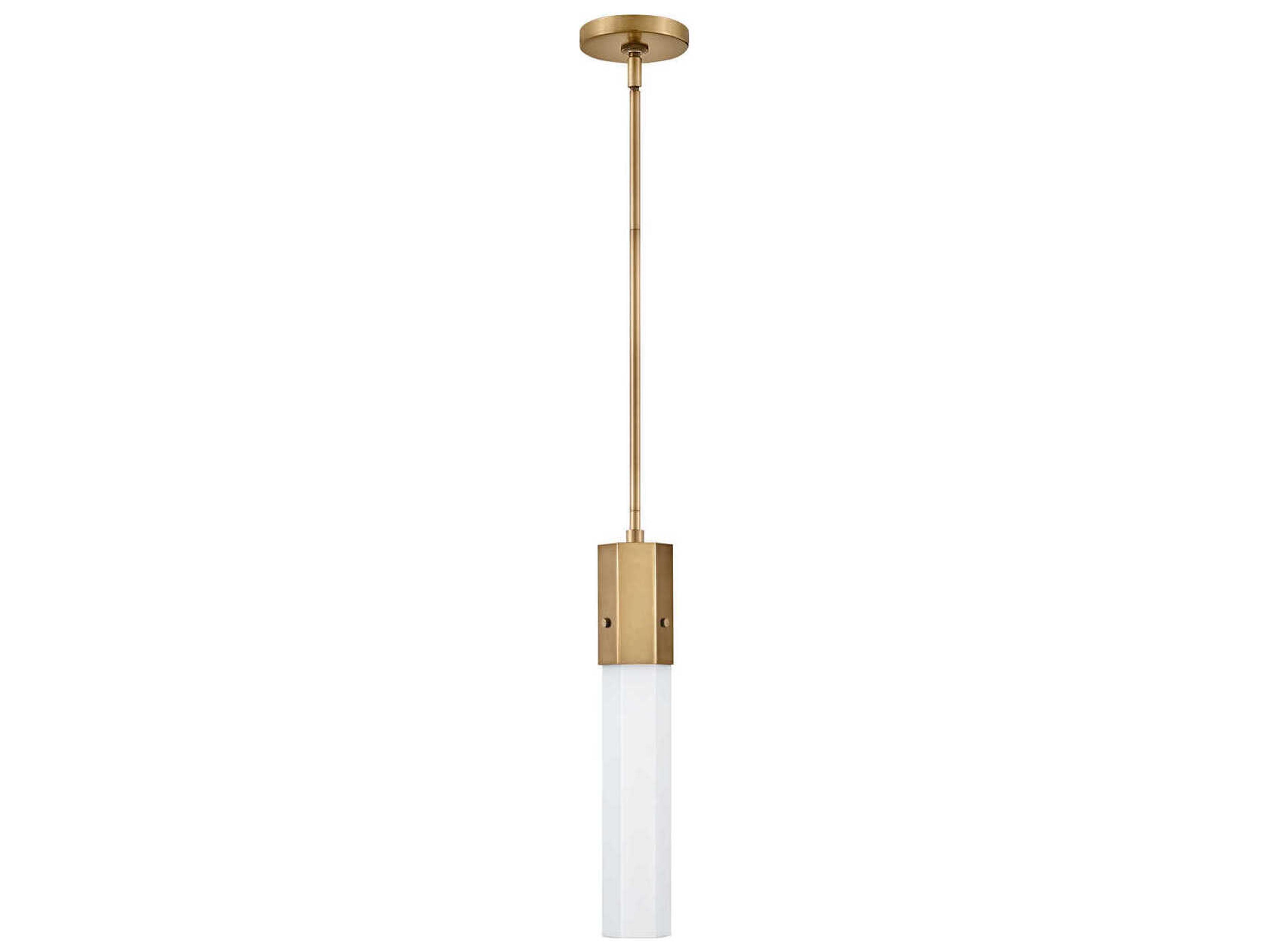 Hinkley Facet 1-Light Heritage Brass Glass LED Linear Mini Pendant