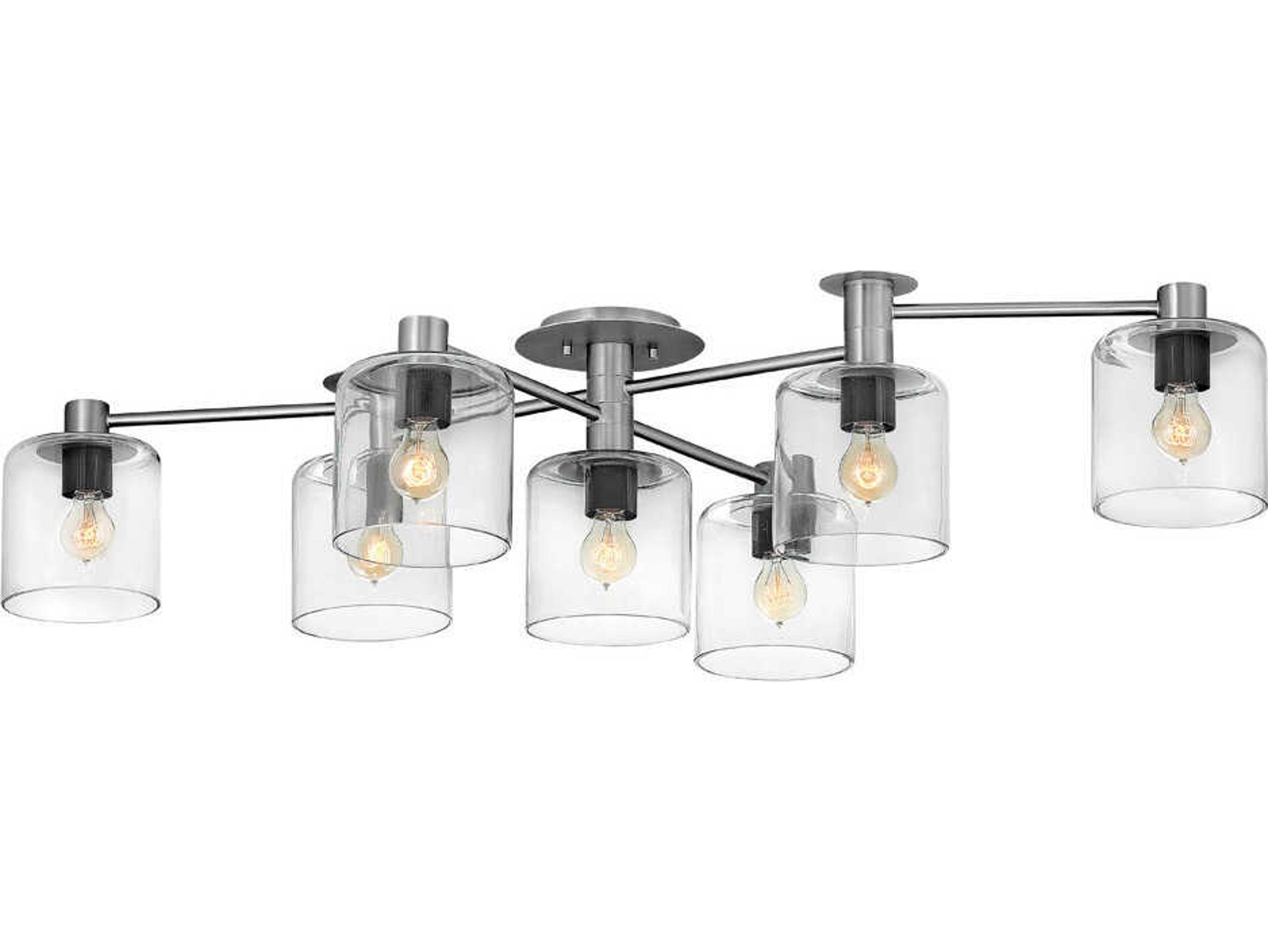 Hinkley Axel 7-Light Brushed Nickel Black Cylinder Semi Flush Mount