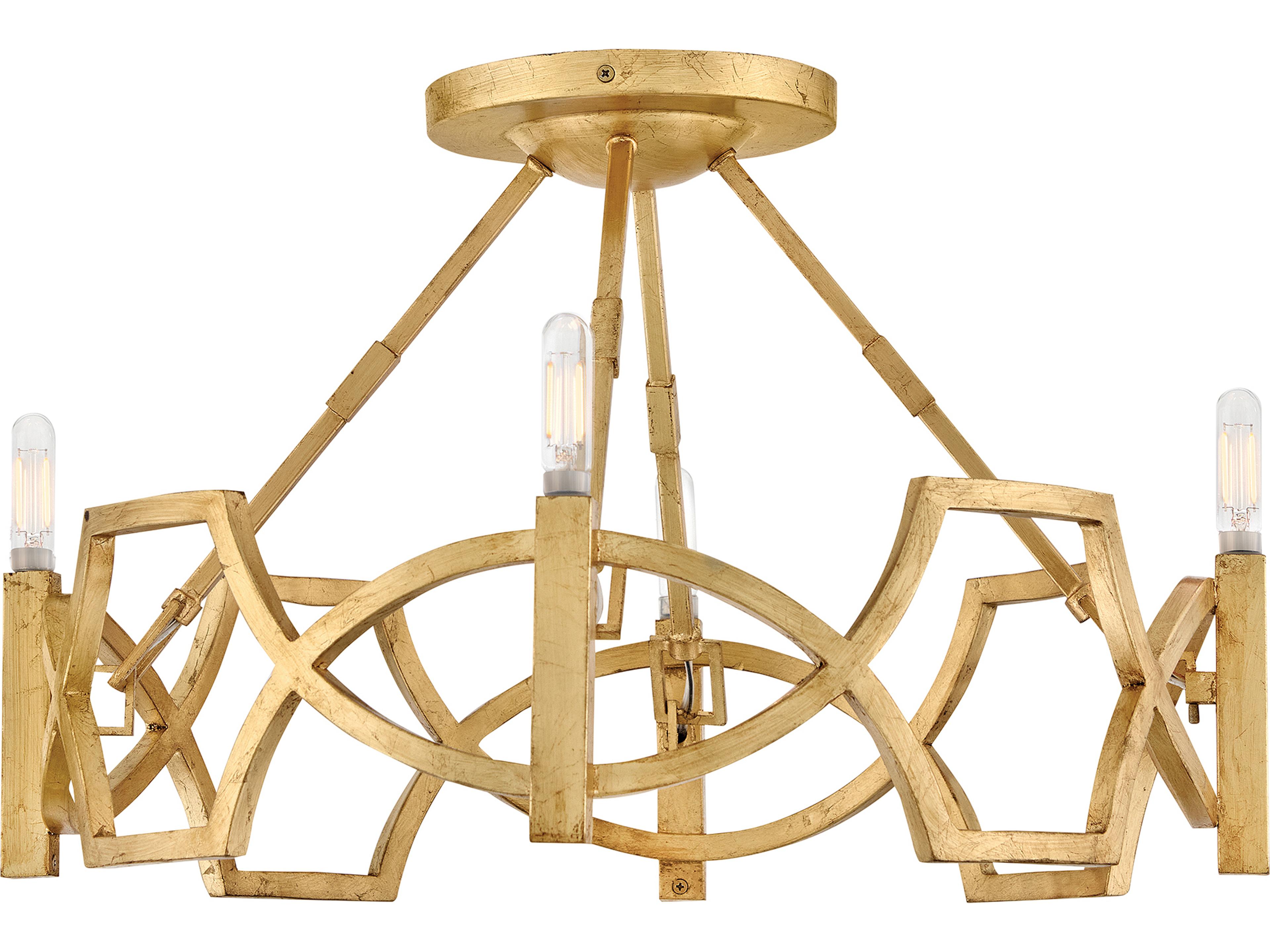 Hinkley Leona 4-Light Distressed Brass Semi Flush Mount