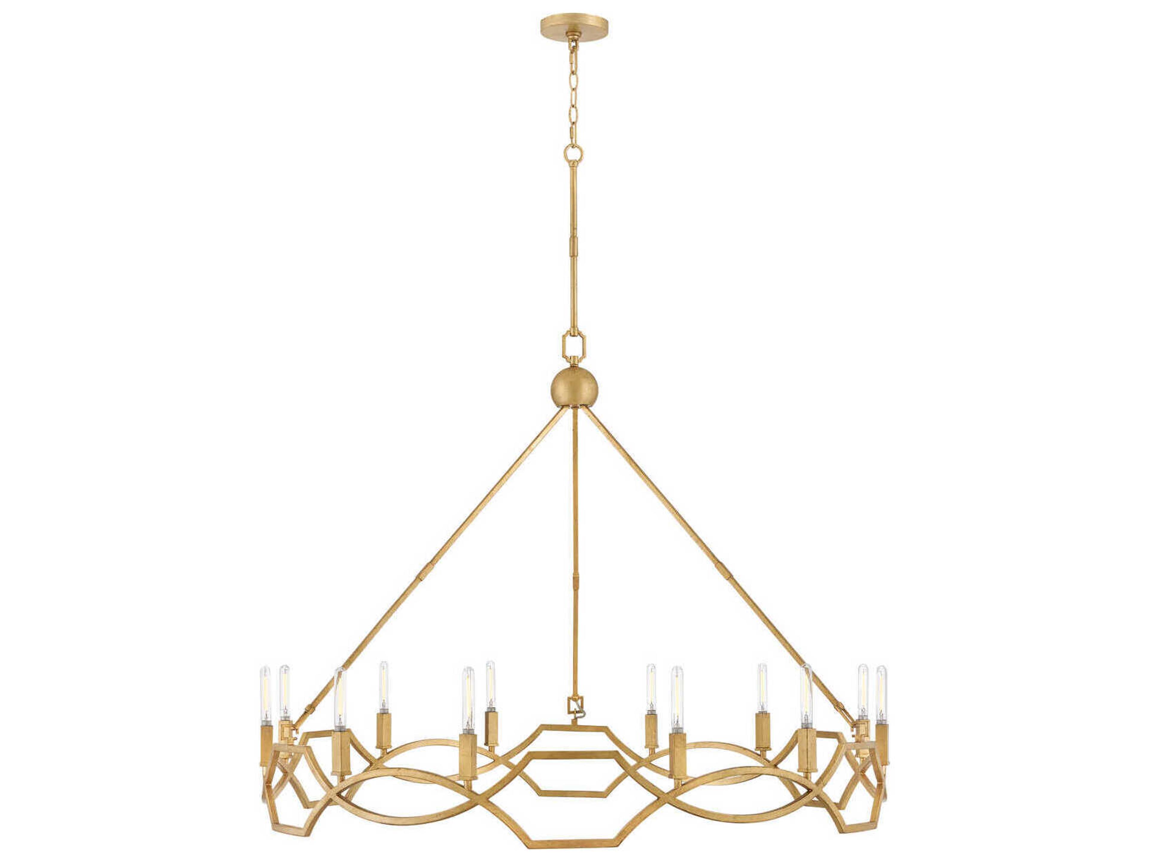 Hinkley Leona 12-Light Distressed Brass Candelabra Chandelier
