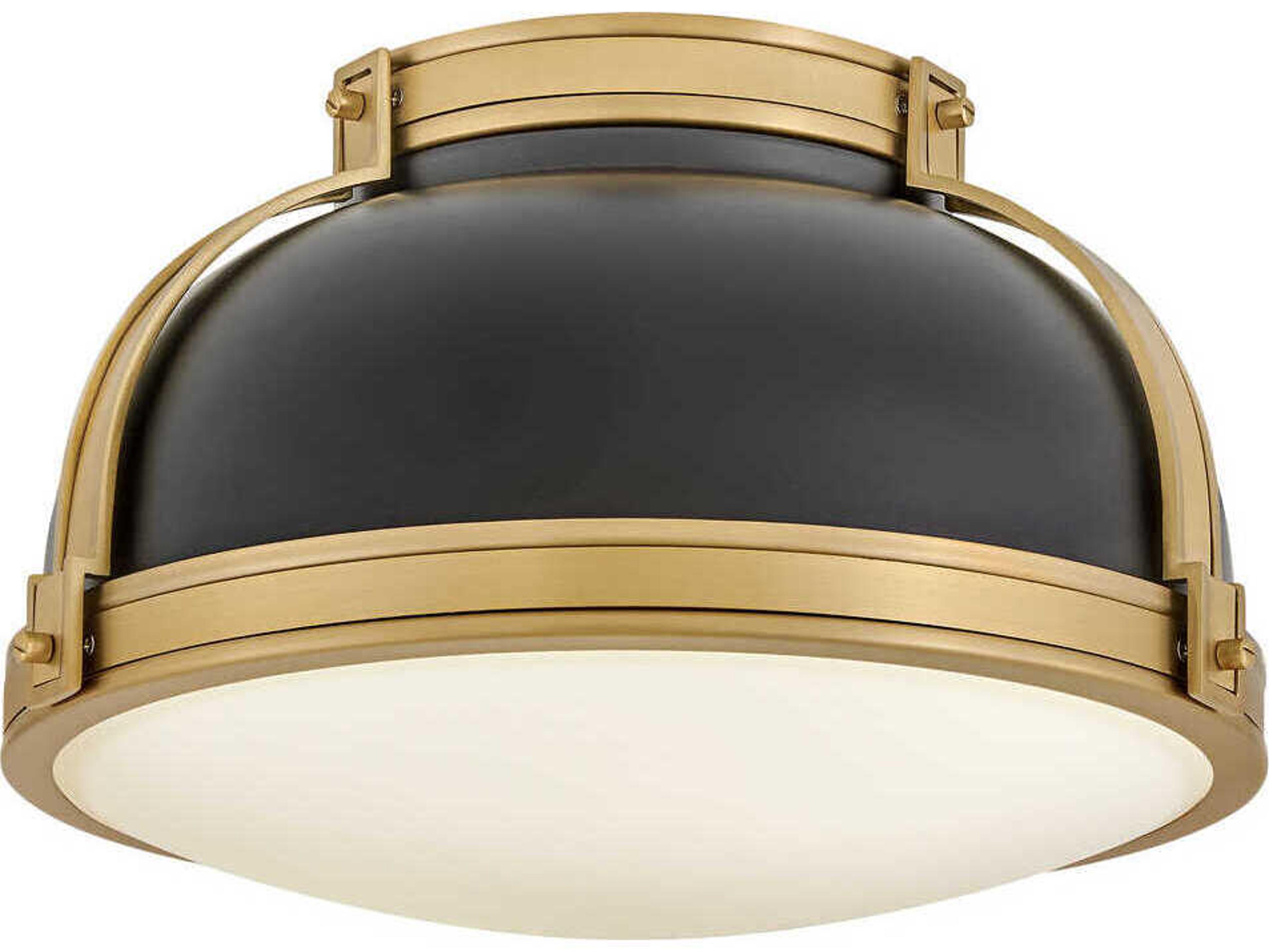 Hinkley Barton 2-Light Black Lacquered Brass Dome Flush Mount