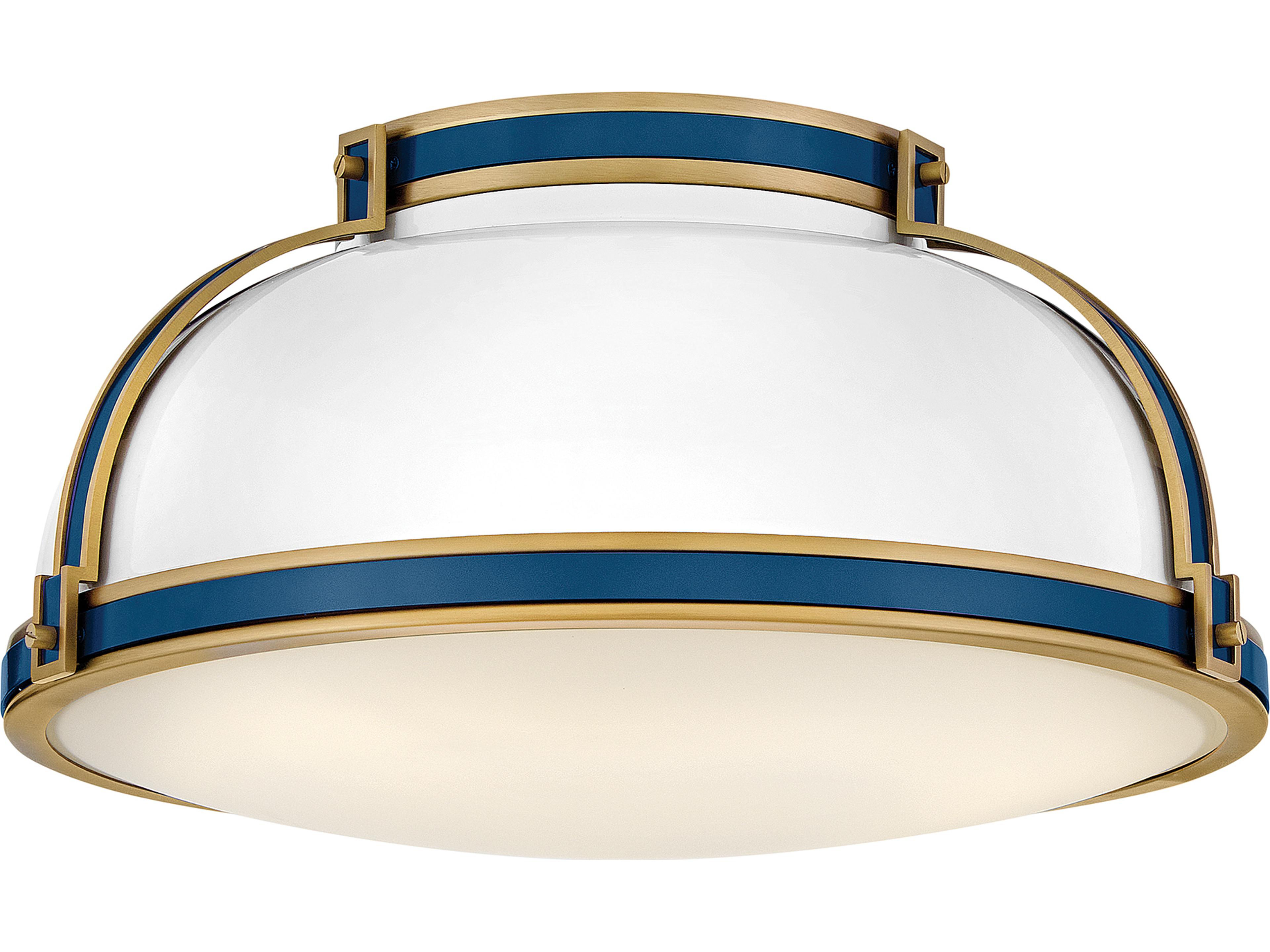 Hinkley Barton 3-Light Gloss White Lacquered Brass Round Flush Mount