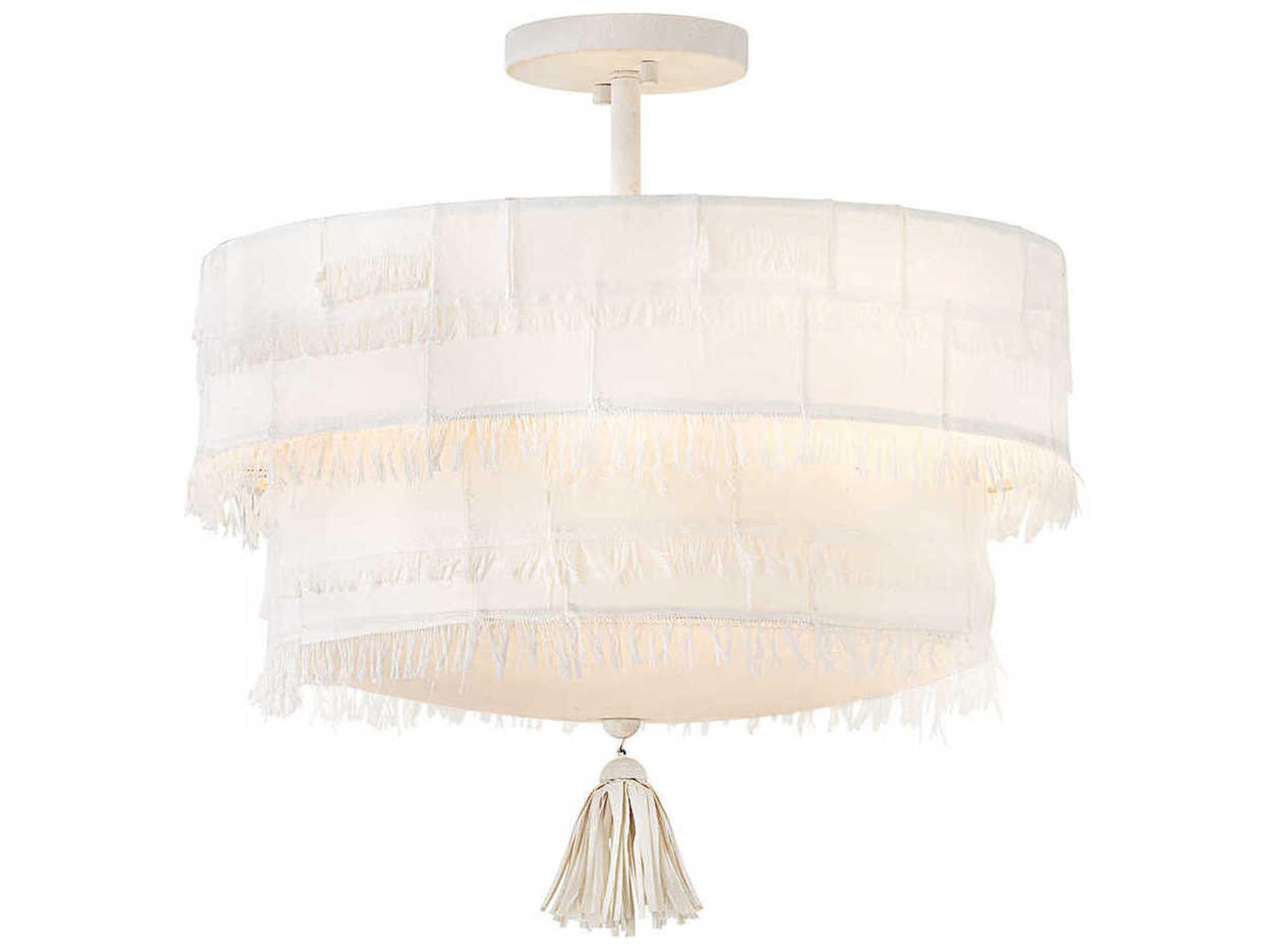 Hinkley Baya 4-Light Textured Plaster White Drum Tiered Semi Flush Mount