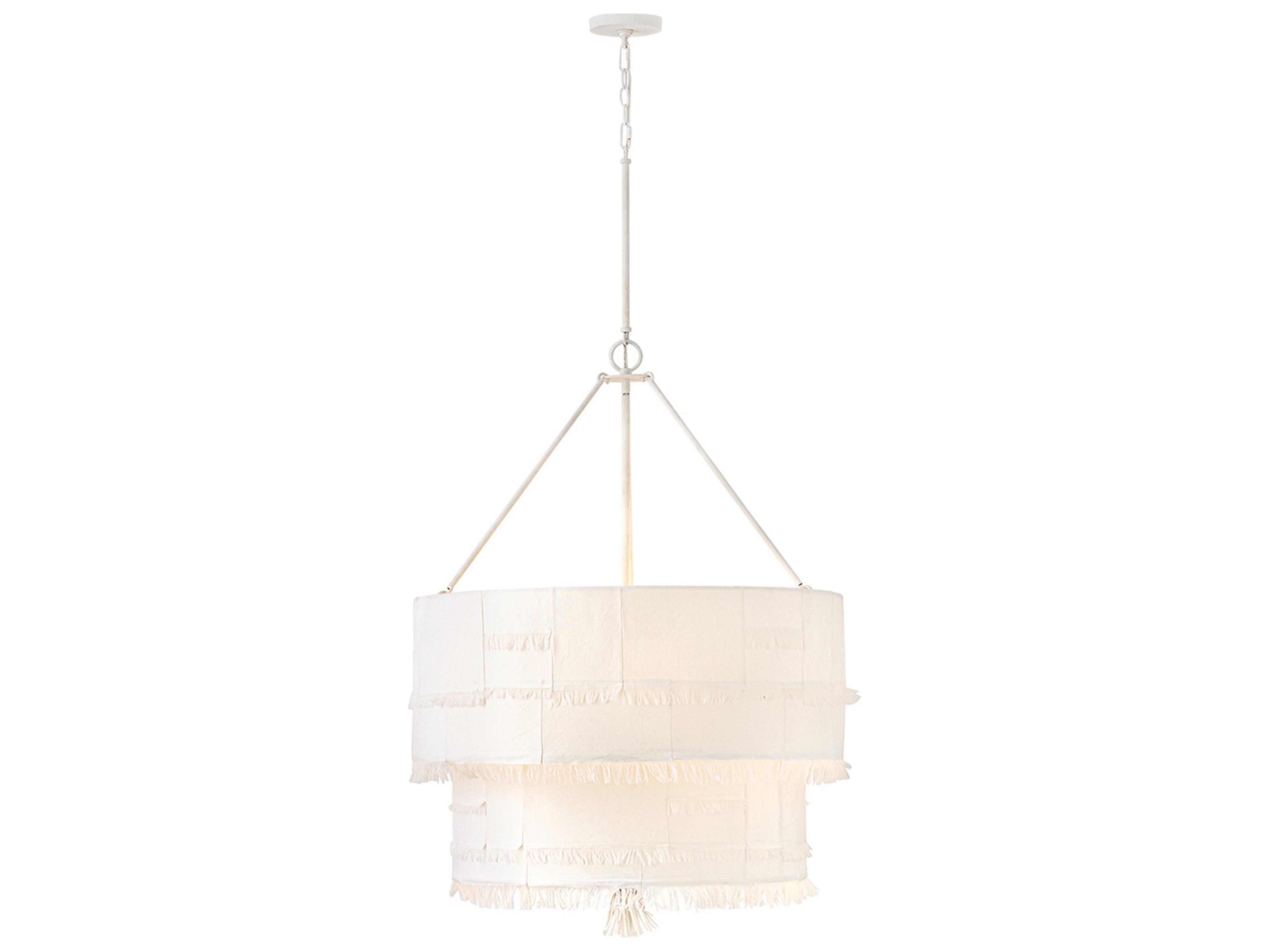 Hinkley Baya 9-Light Textured Plaster White Drum Tiered Chandelier