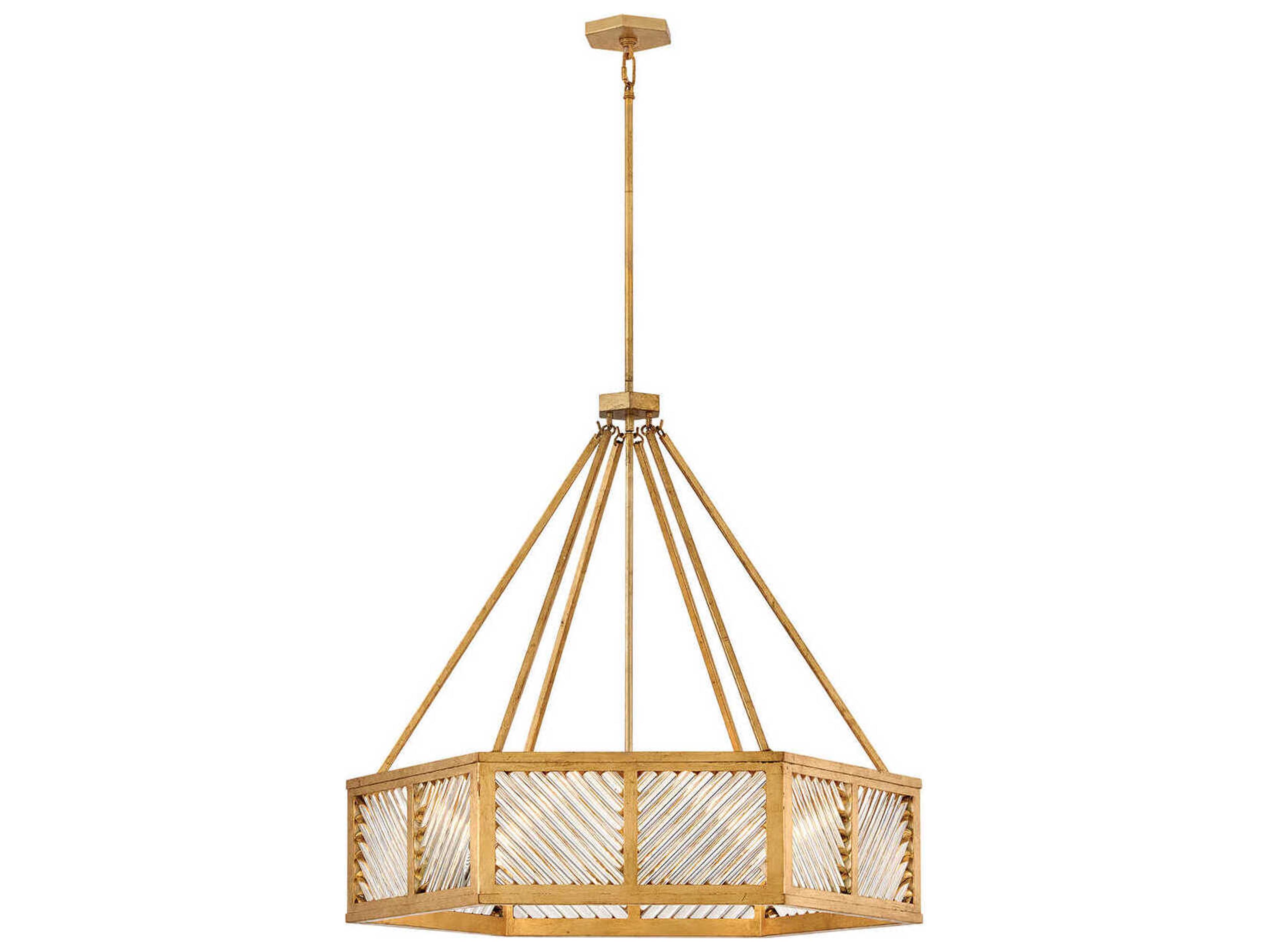 Hinkley Sura 6-Light Distressed Brass Geometric Chandelier