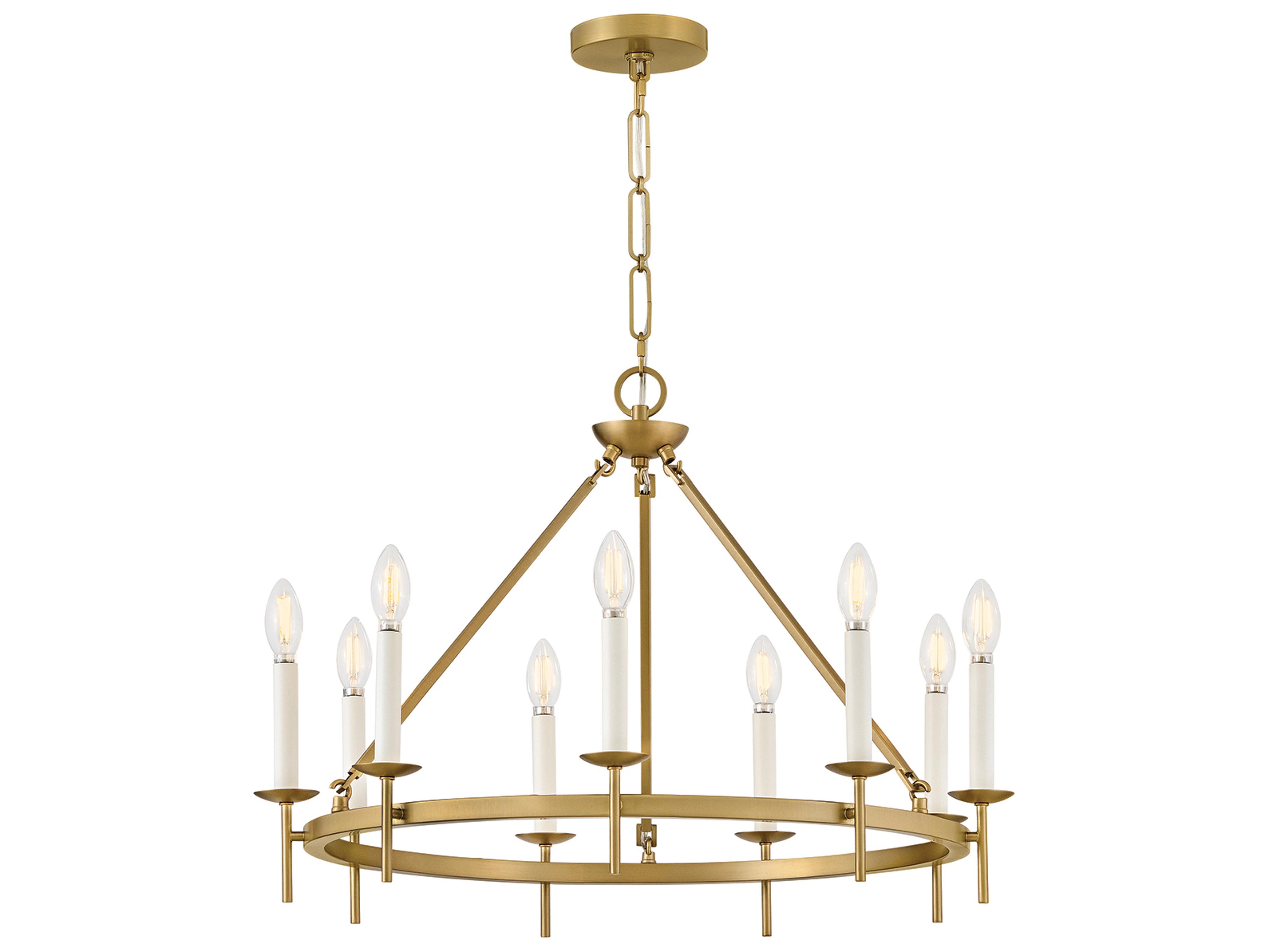 Hinkley Copley 9-Light Lacquered Brass Traditional Candelabra Chandelier