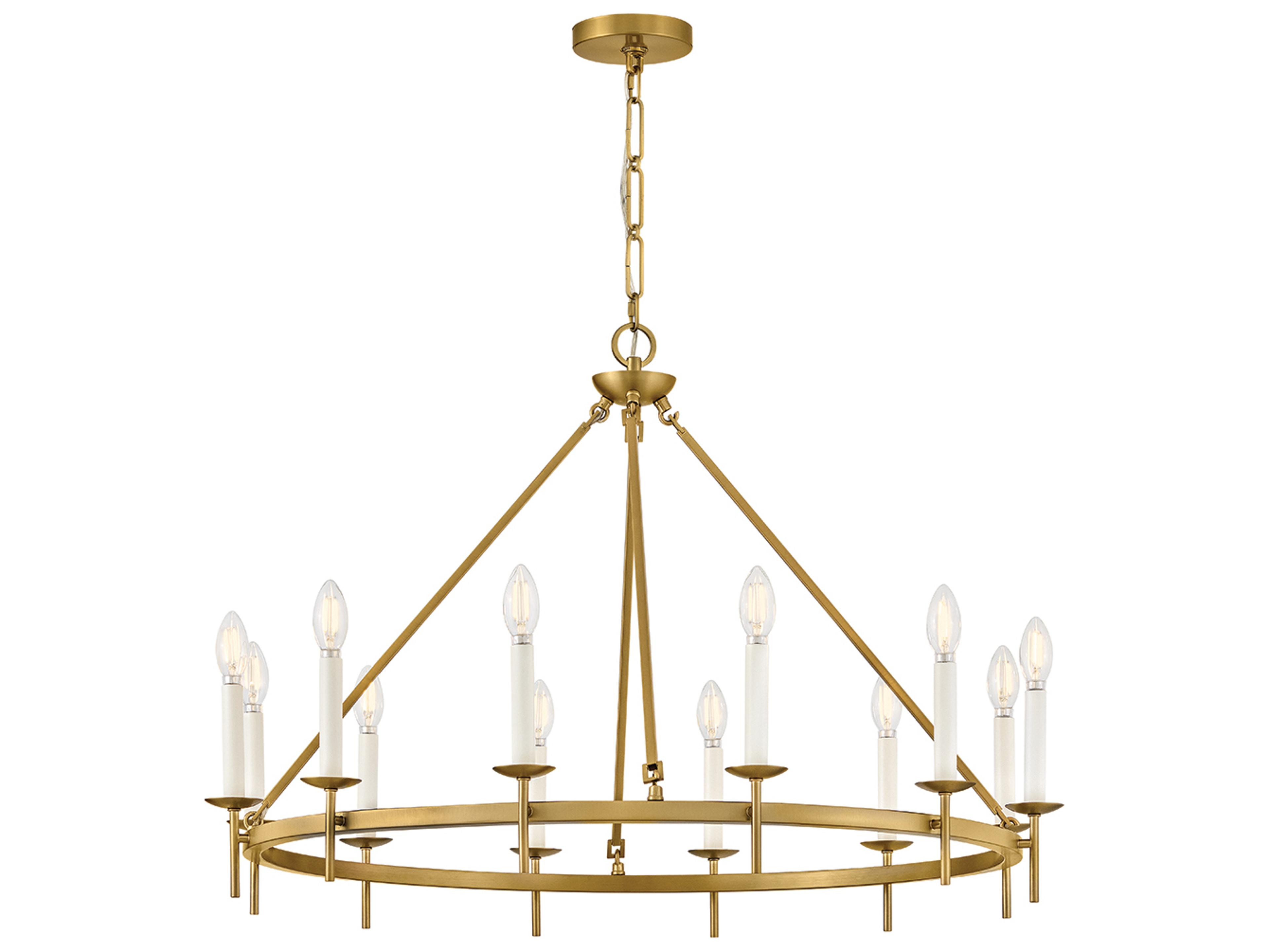 Hinkley Copley 12-Light Lacquered Brass Traditional Candelabra Chandelier