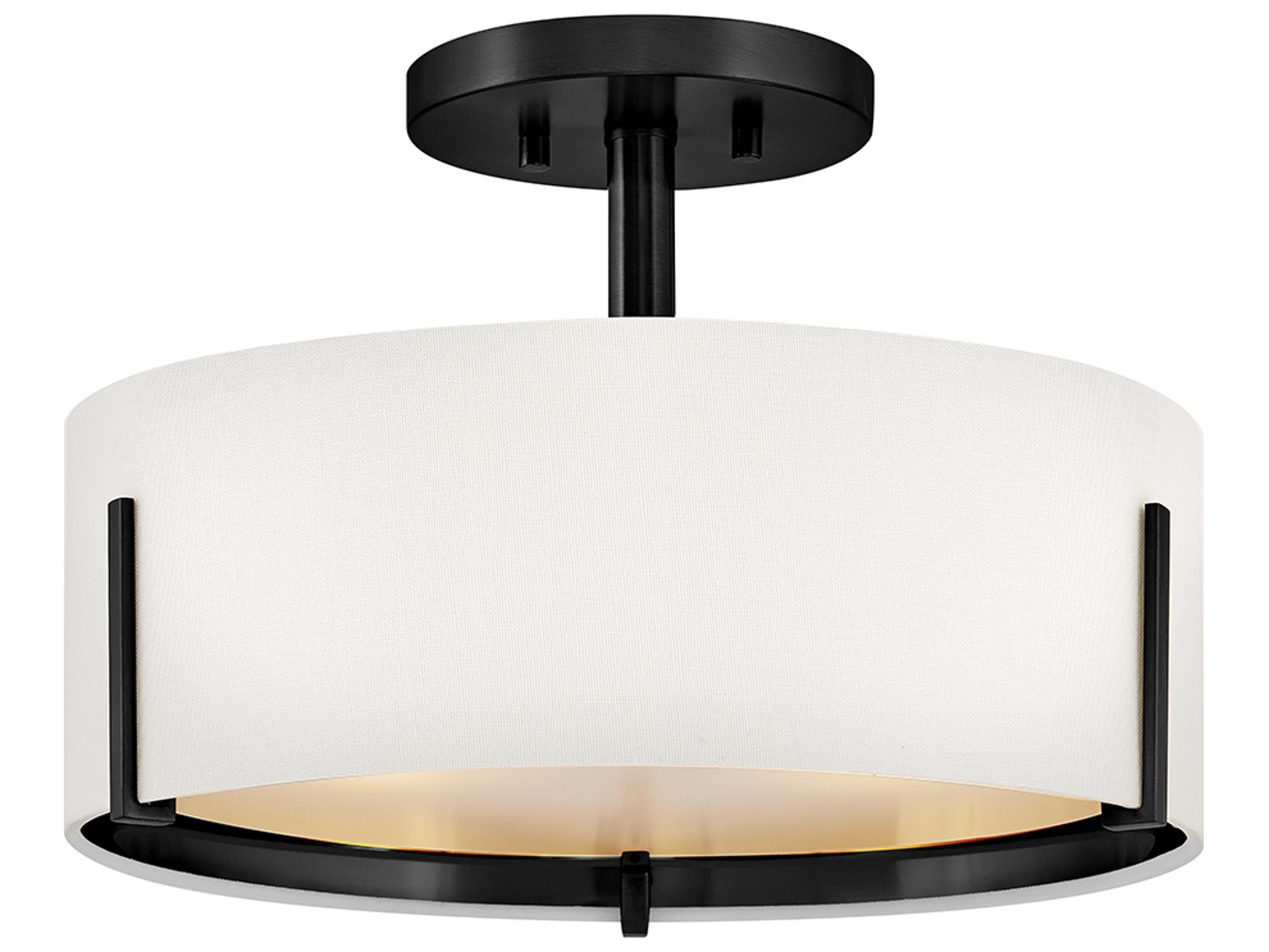 Hinkley Halle 3-Light Black Drum Semi Flush Mount
