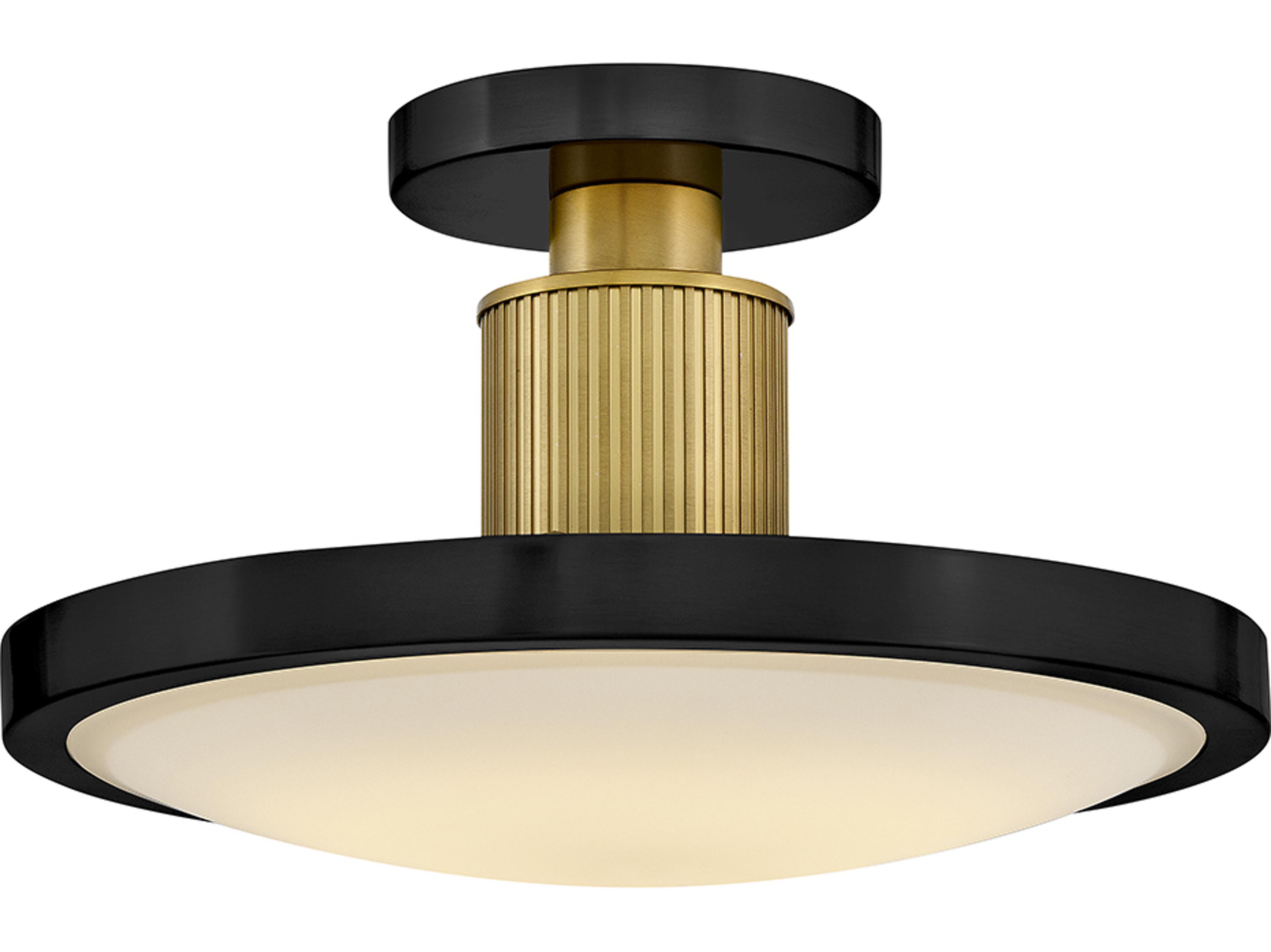 Hinkley Kieran Black Lacquered Brass Round Semi Flush Mount