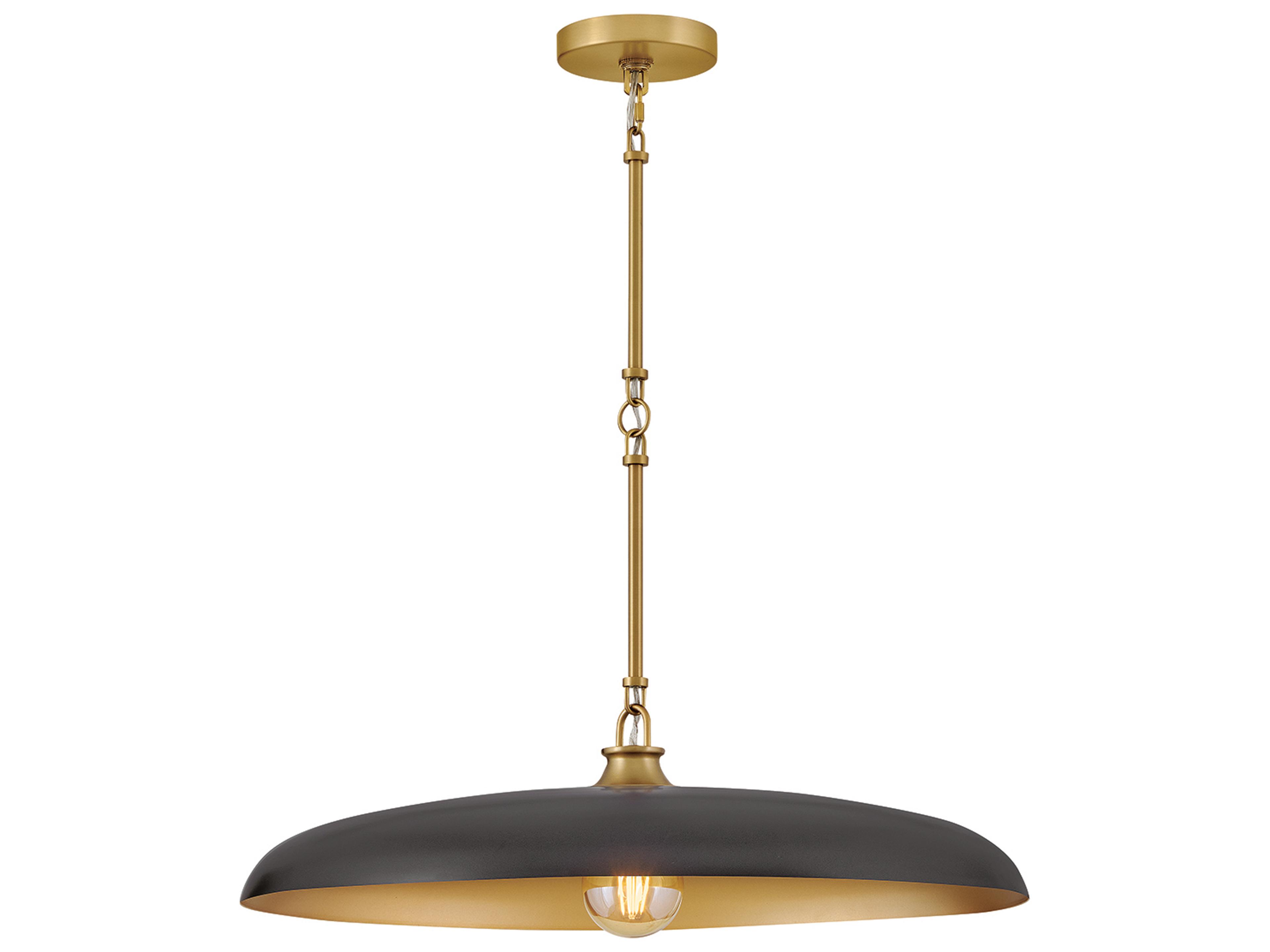 Hinkley Sadie 1-Light Lacquered Brass Black Dome Pendant