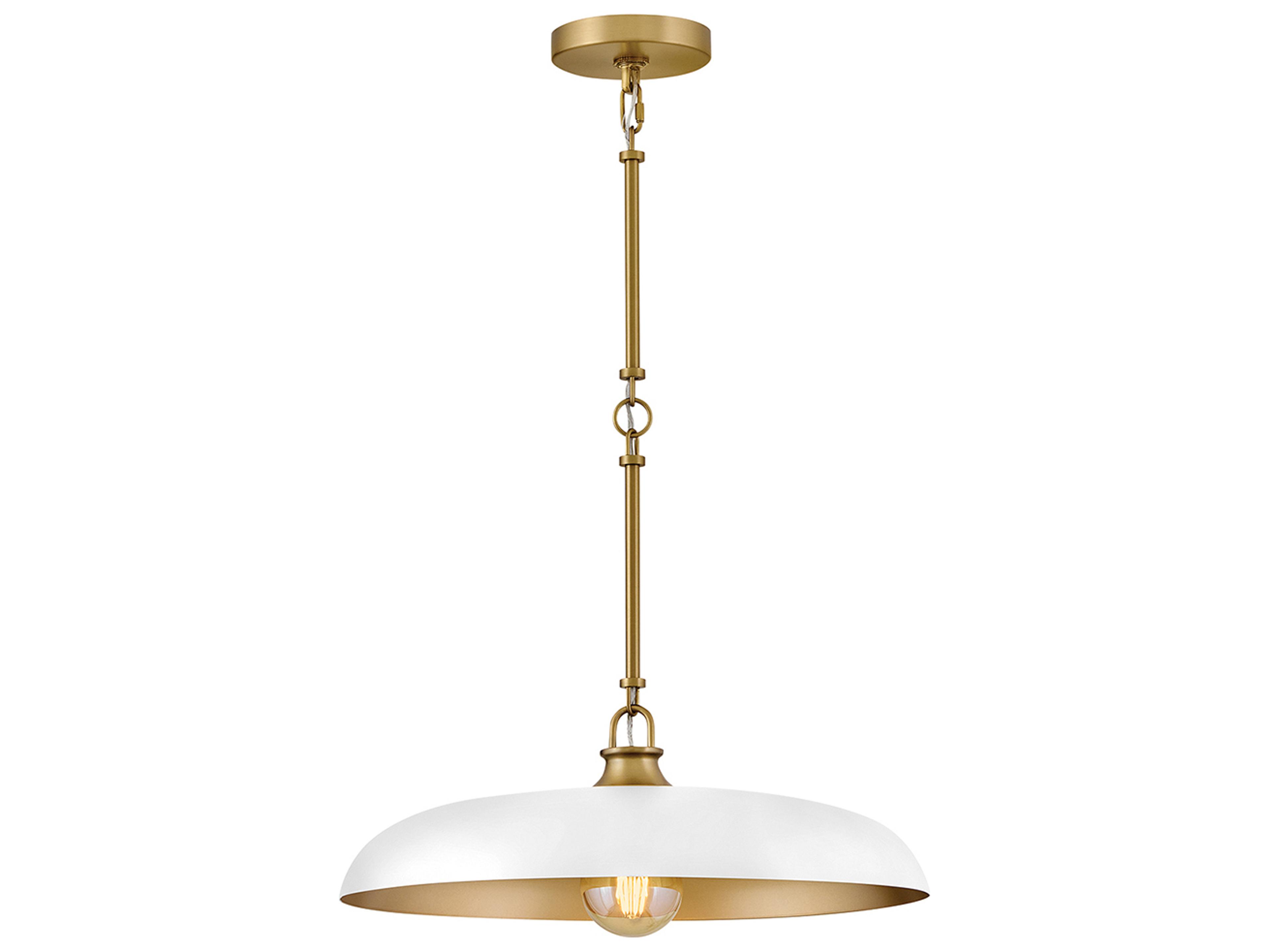 Hinkley Sadie 1-Light Lacquered Brass Chalk White Dome Pendant
