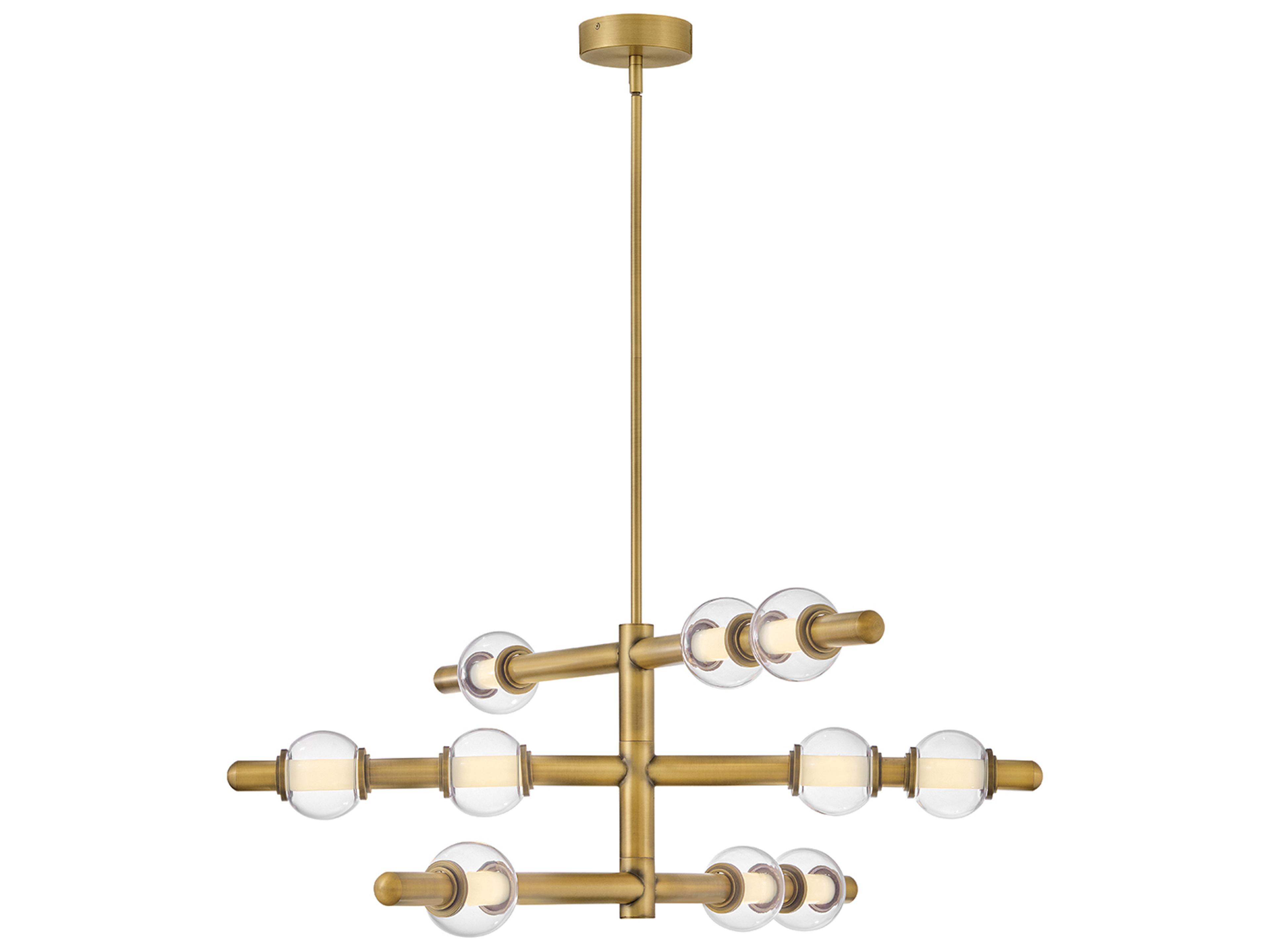 Hinkley Saxon Lacquered Brass Globe Linear Chandelier