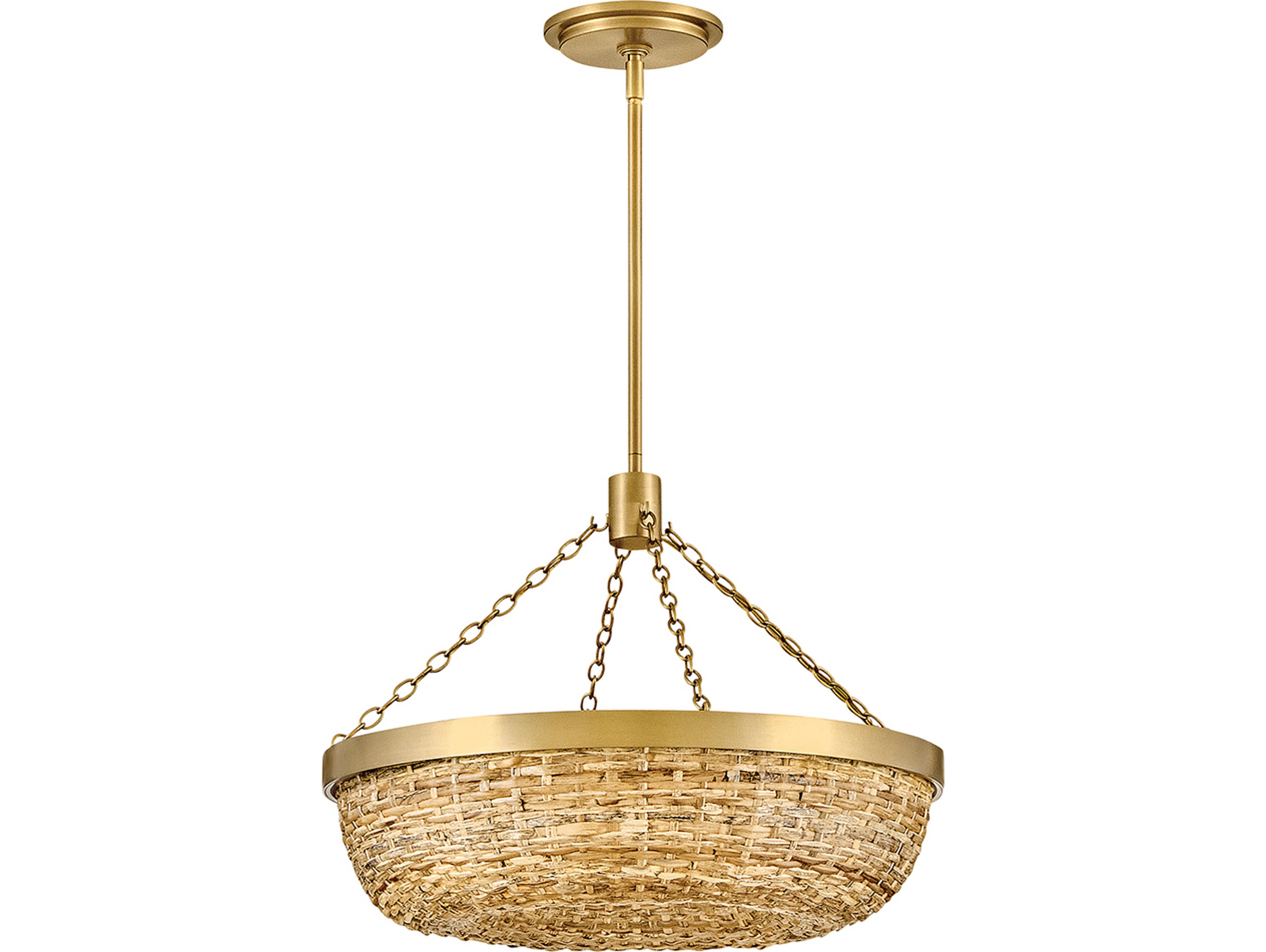 Hinkley Sanibel 4-Light Lacquered Brass Natural Bowl Pendant