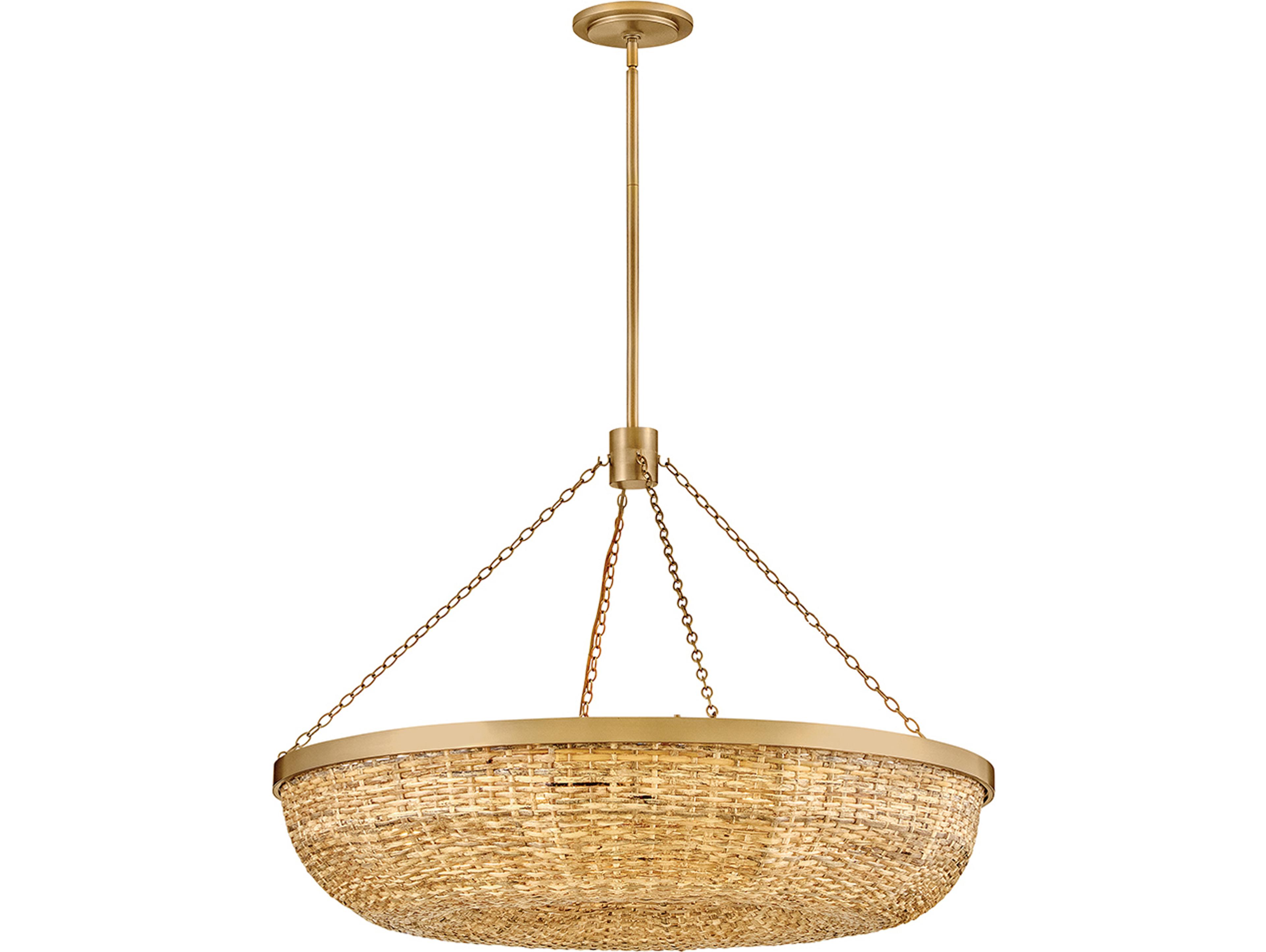 Hinkley Sanibel 8-Light Lacquered Brass Natural Bowl Pendant