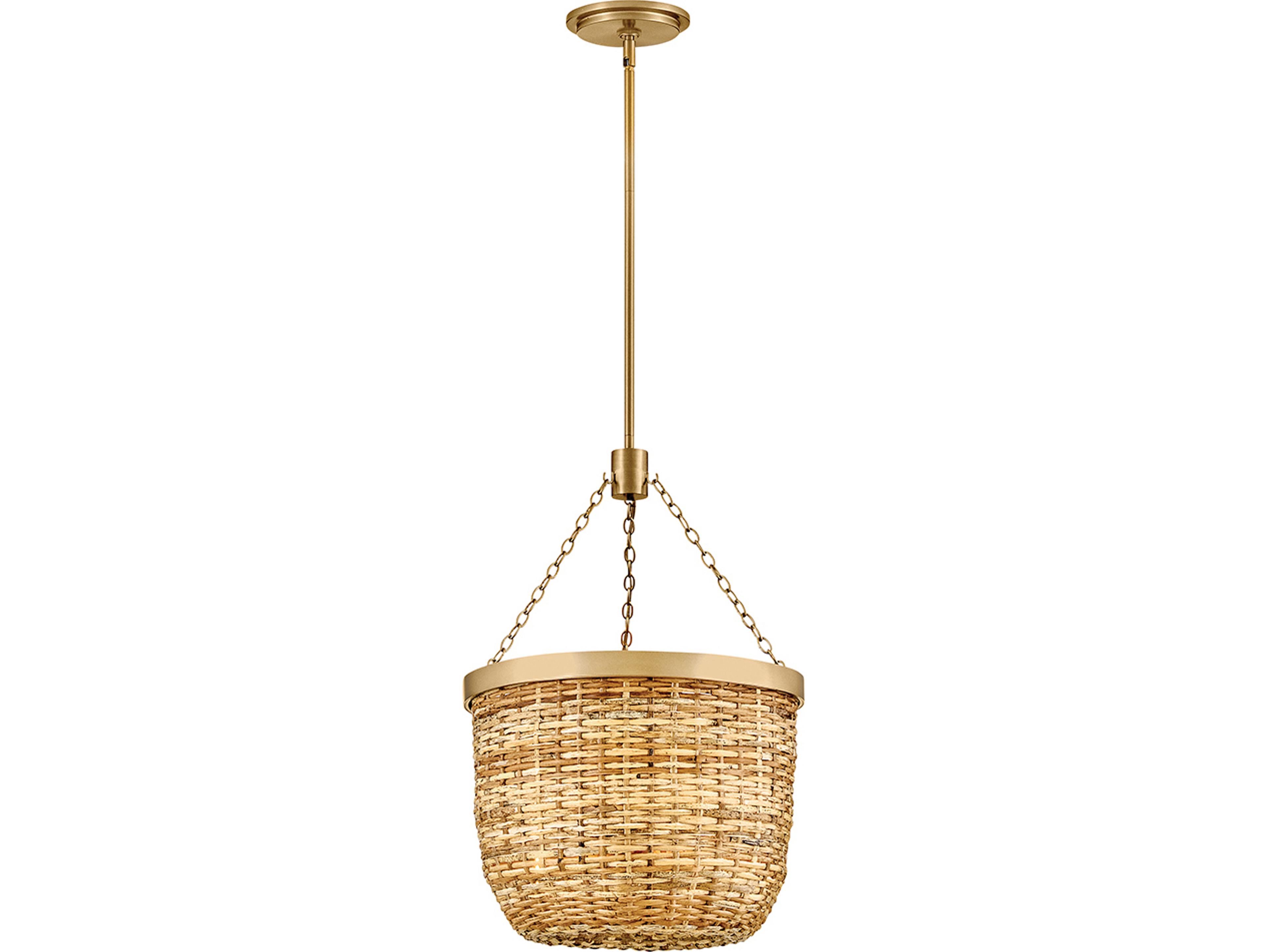 Hinkley Sanibel 3-Light Lacquered Brass Natural Bowl Pendant