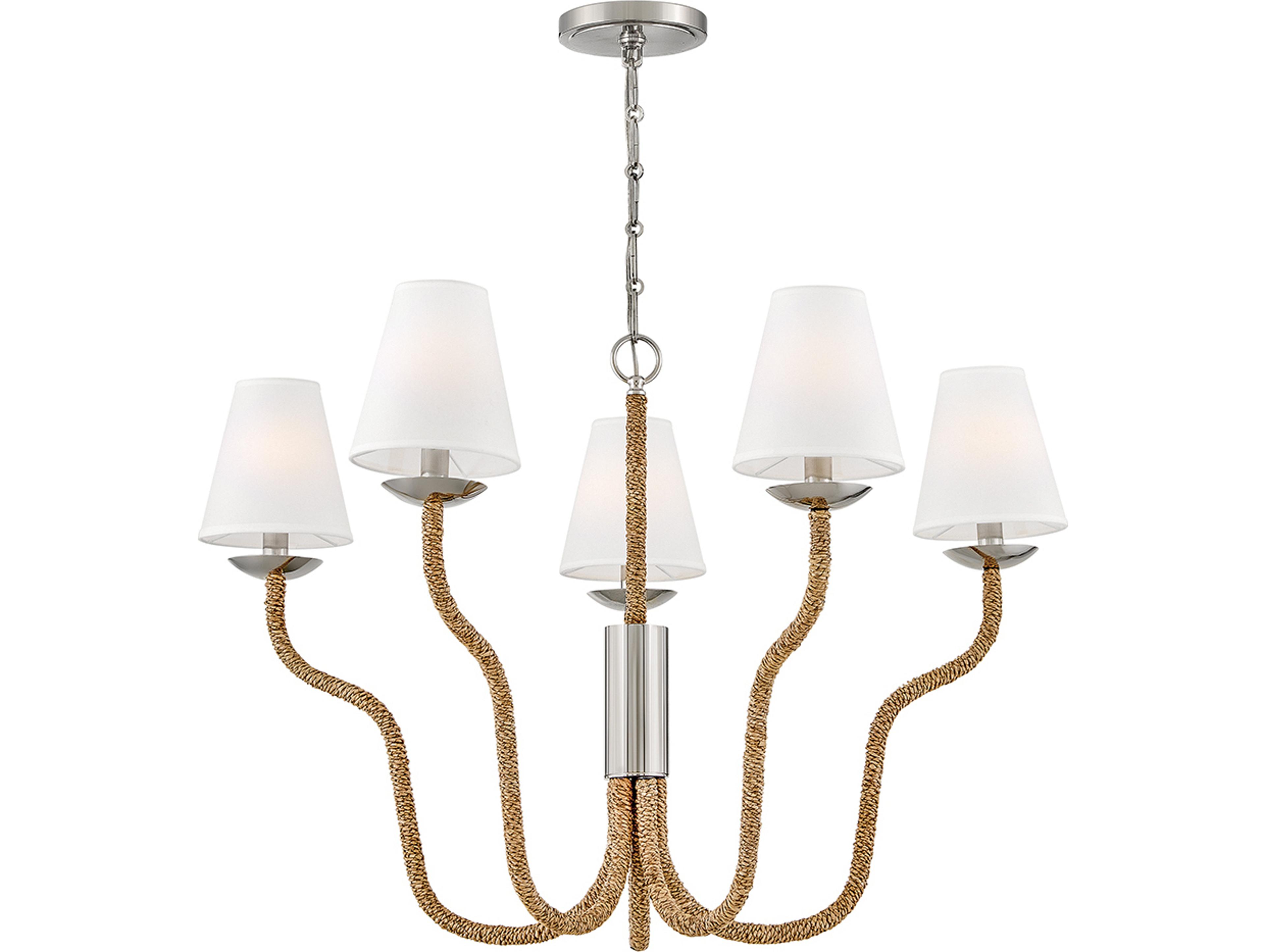 Hinkley Harwich 5-Light Polished Nickel Natural Brown Bell Chandelier