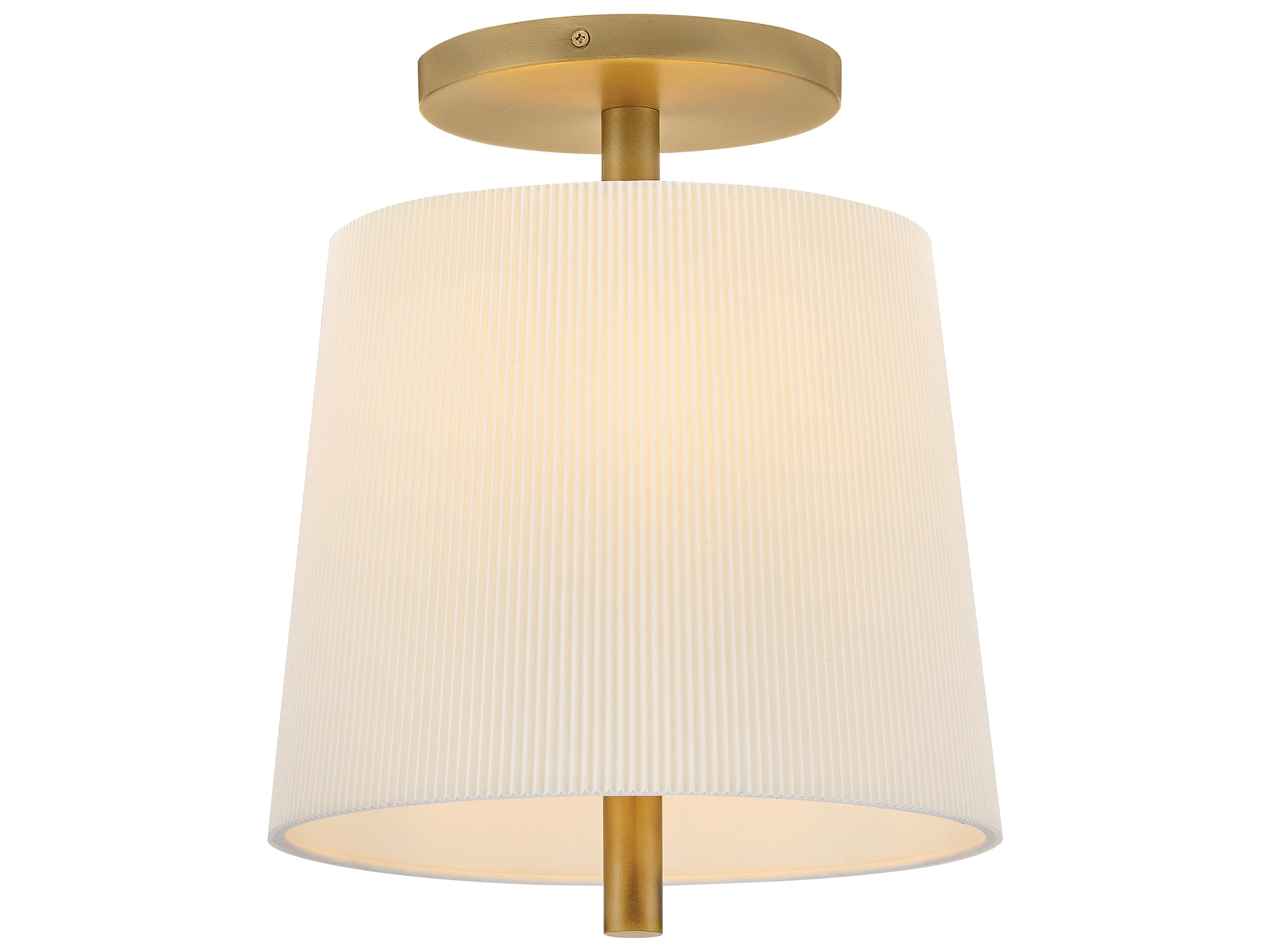 Hinkley Clive 3-Light Heritage Brass Drum Semi Flush Mount