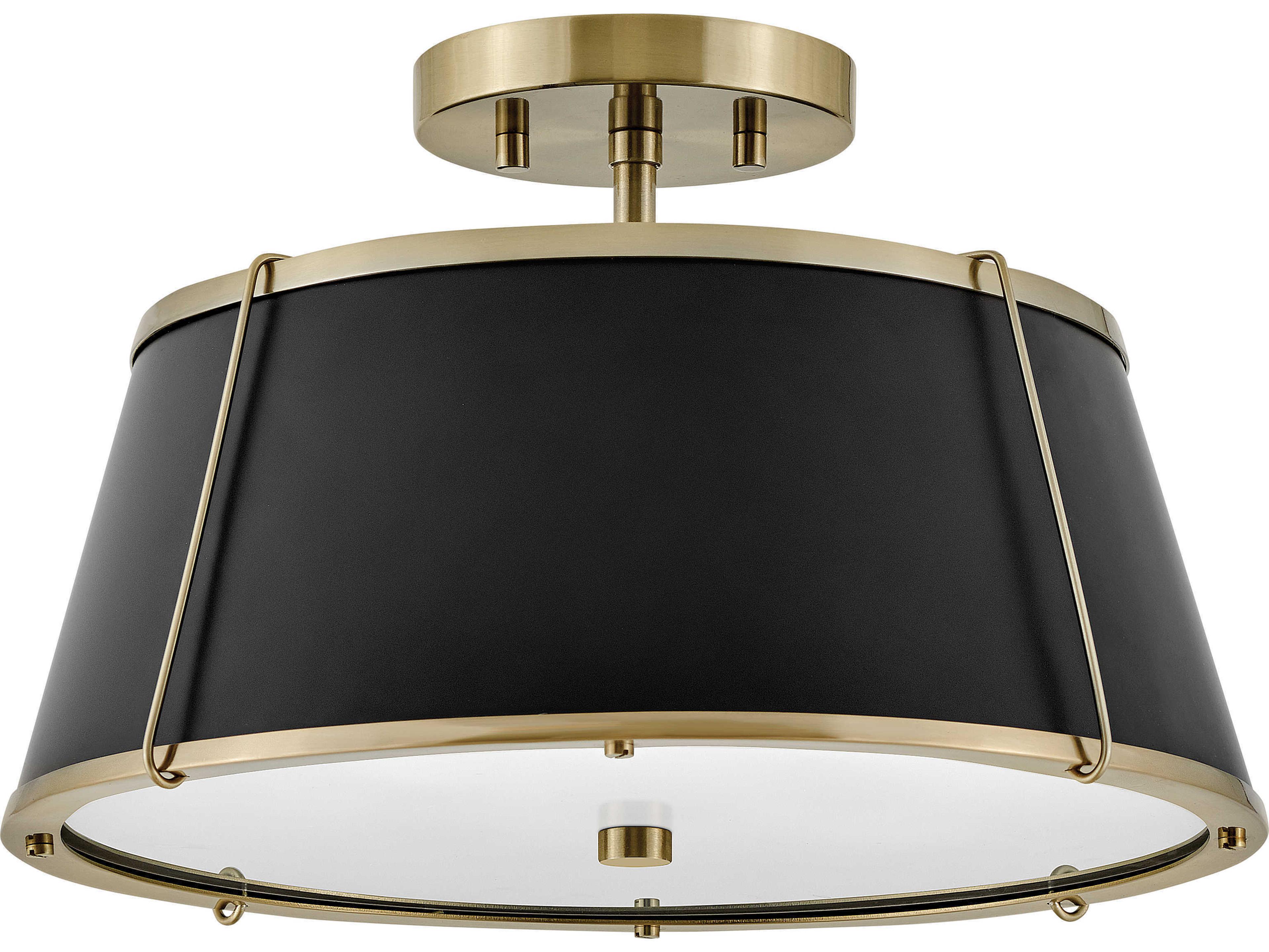 Hinkley Clarke 2-Light Warm Brass Drum Semi Flush Mount