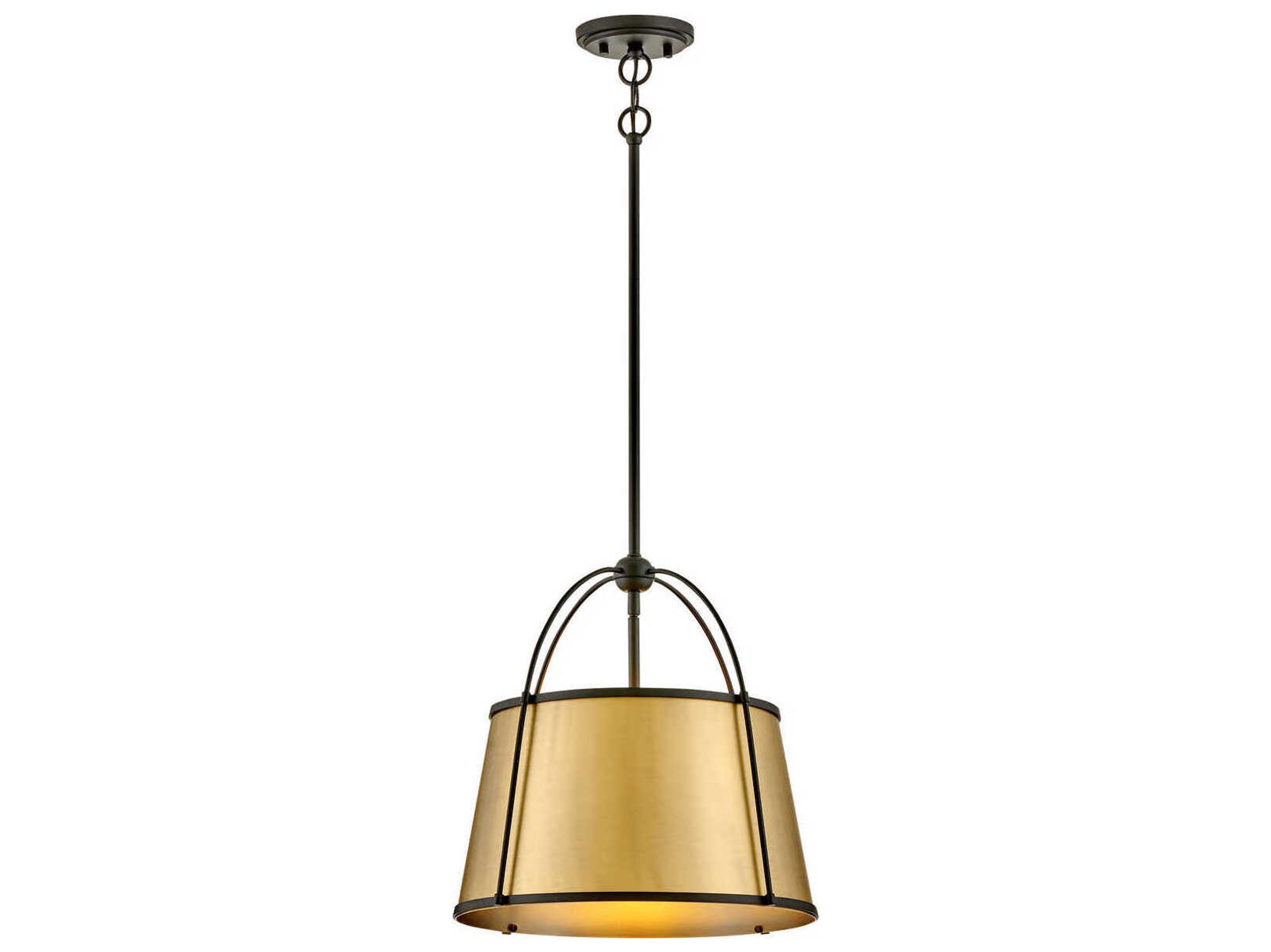 Hinkley Clarke 1-Light Black Lacquered Dark Brass Pendant