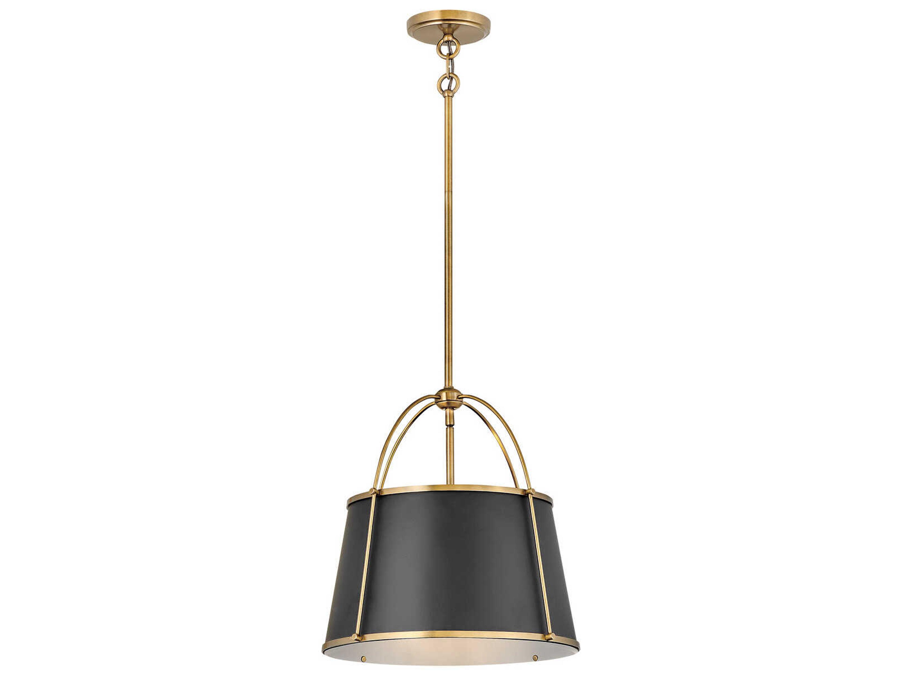 Hinkley Clarke 1-Light Warm Brass Black Drum Pendant