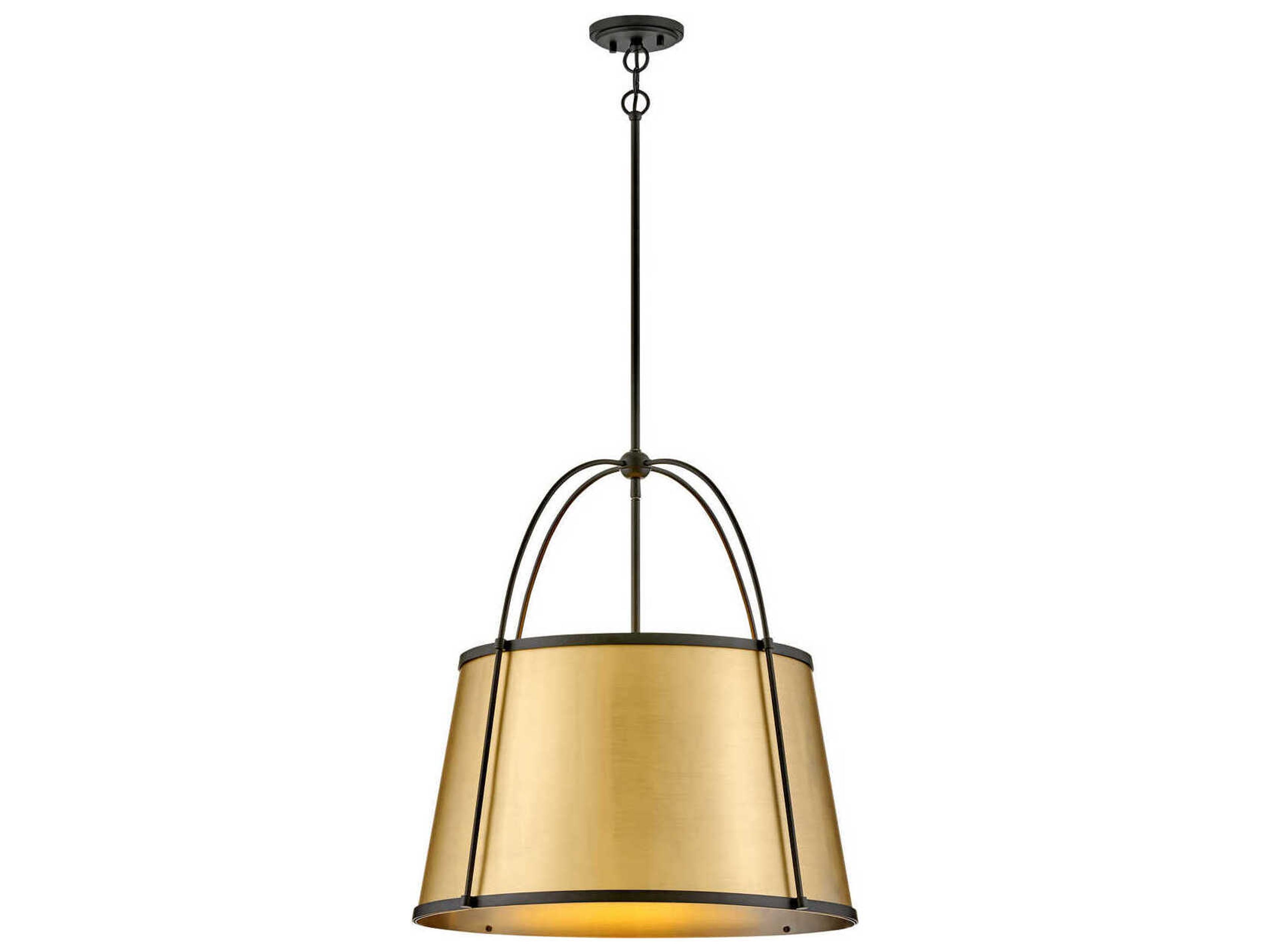 Hinkley Clarke 4-Light Black Lacquered Dark Brass Pendant