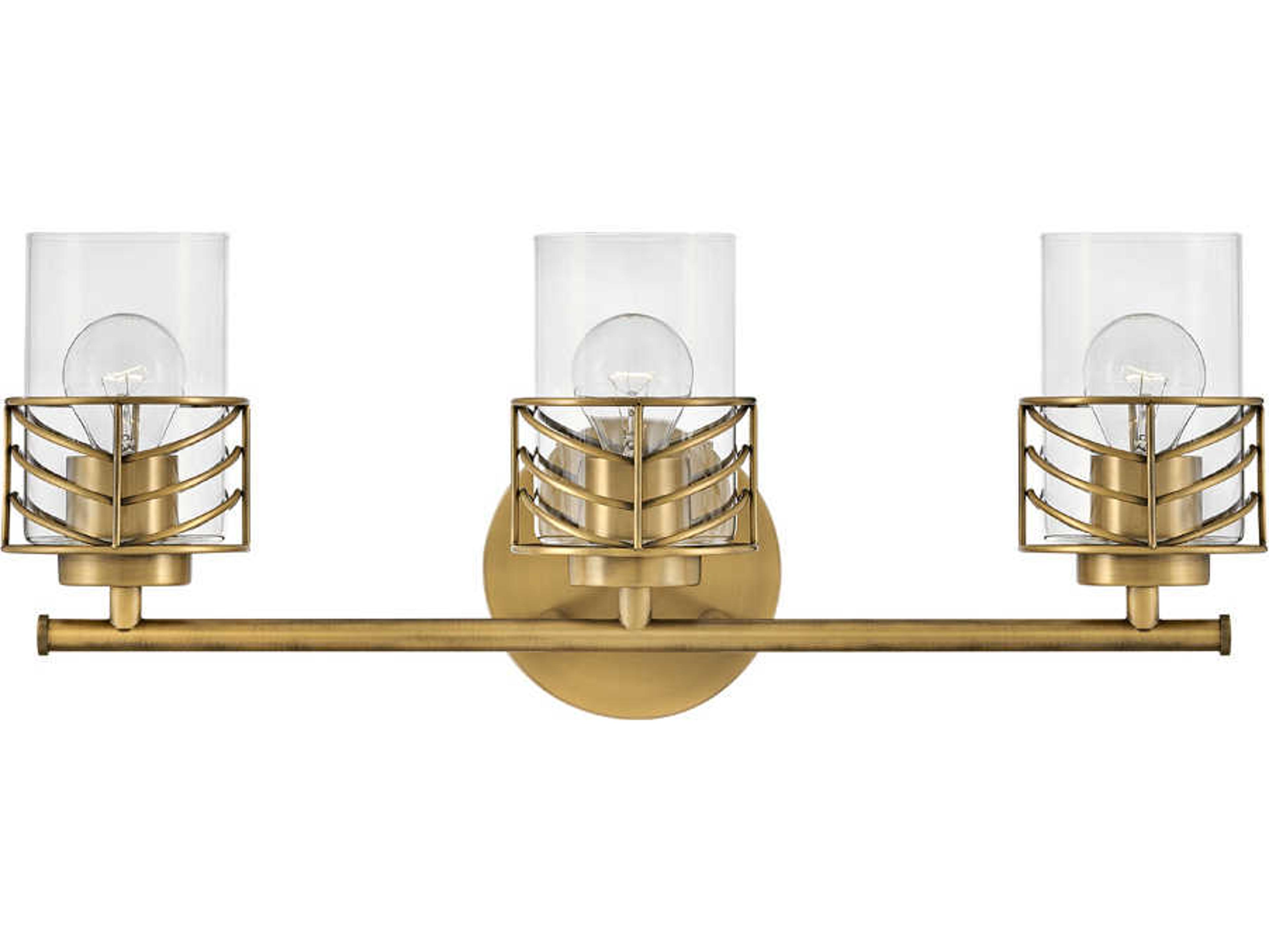 Hinkley Della 3-Light Lacquered Brass Glass Vanity Light