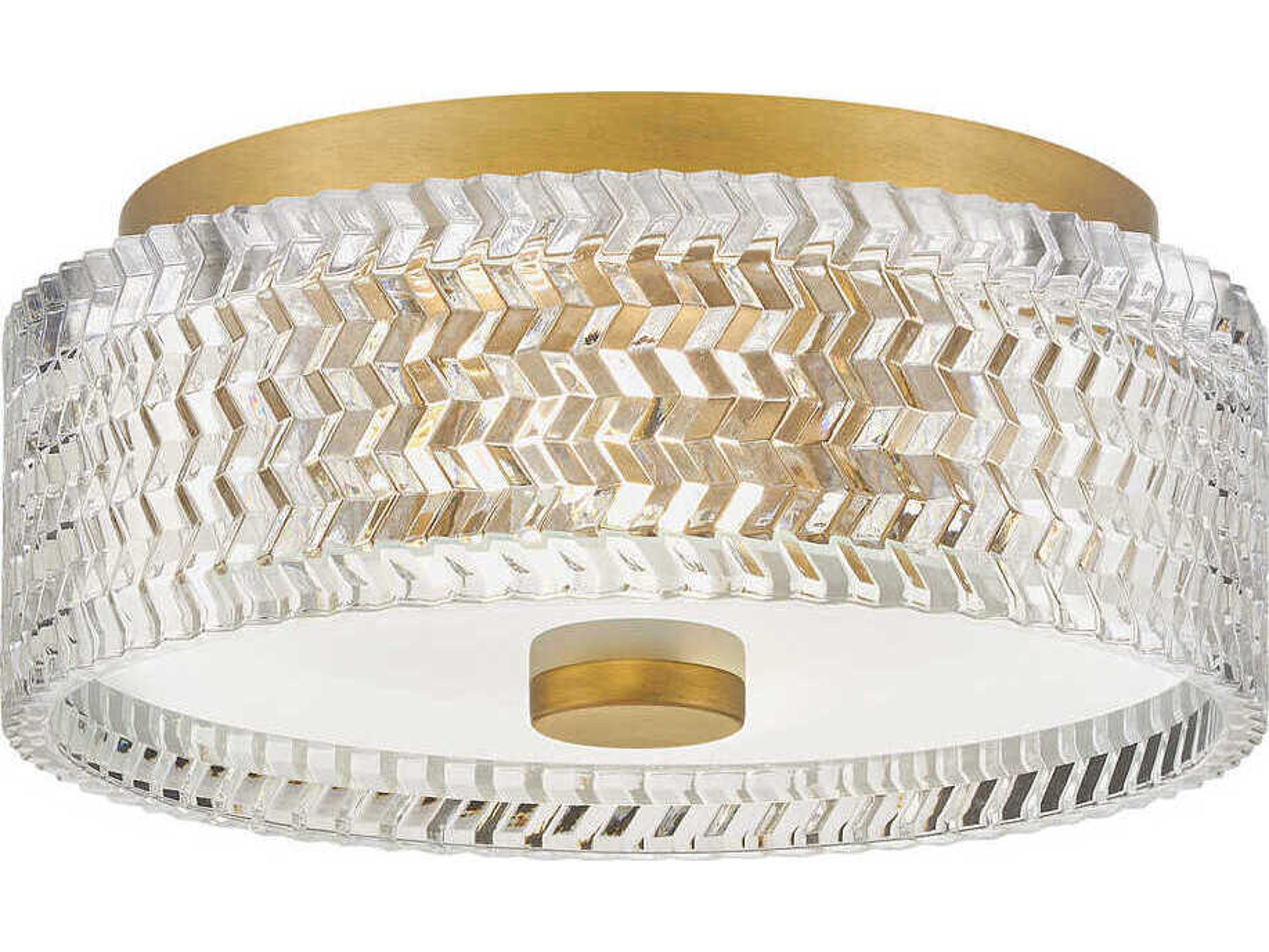 Hinkley Elle 2-Light Heritage Brass Glass Flush Mount