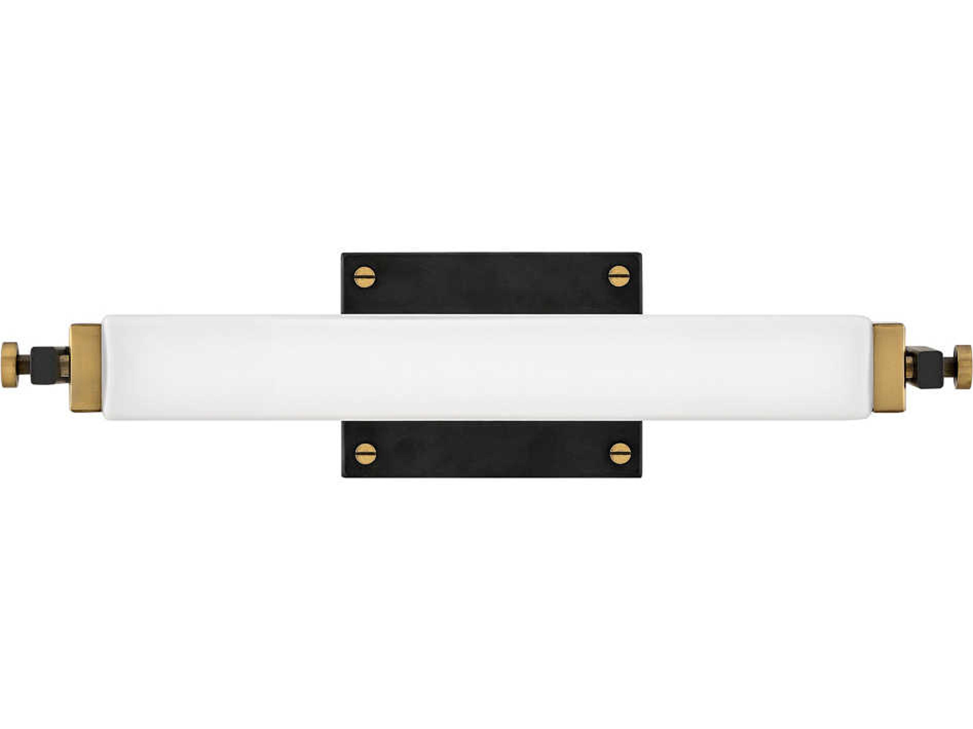 Hinkley Rollins Black Heritage Brass Glass LED Vanity Light