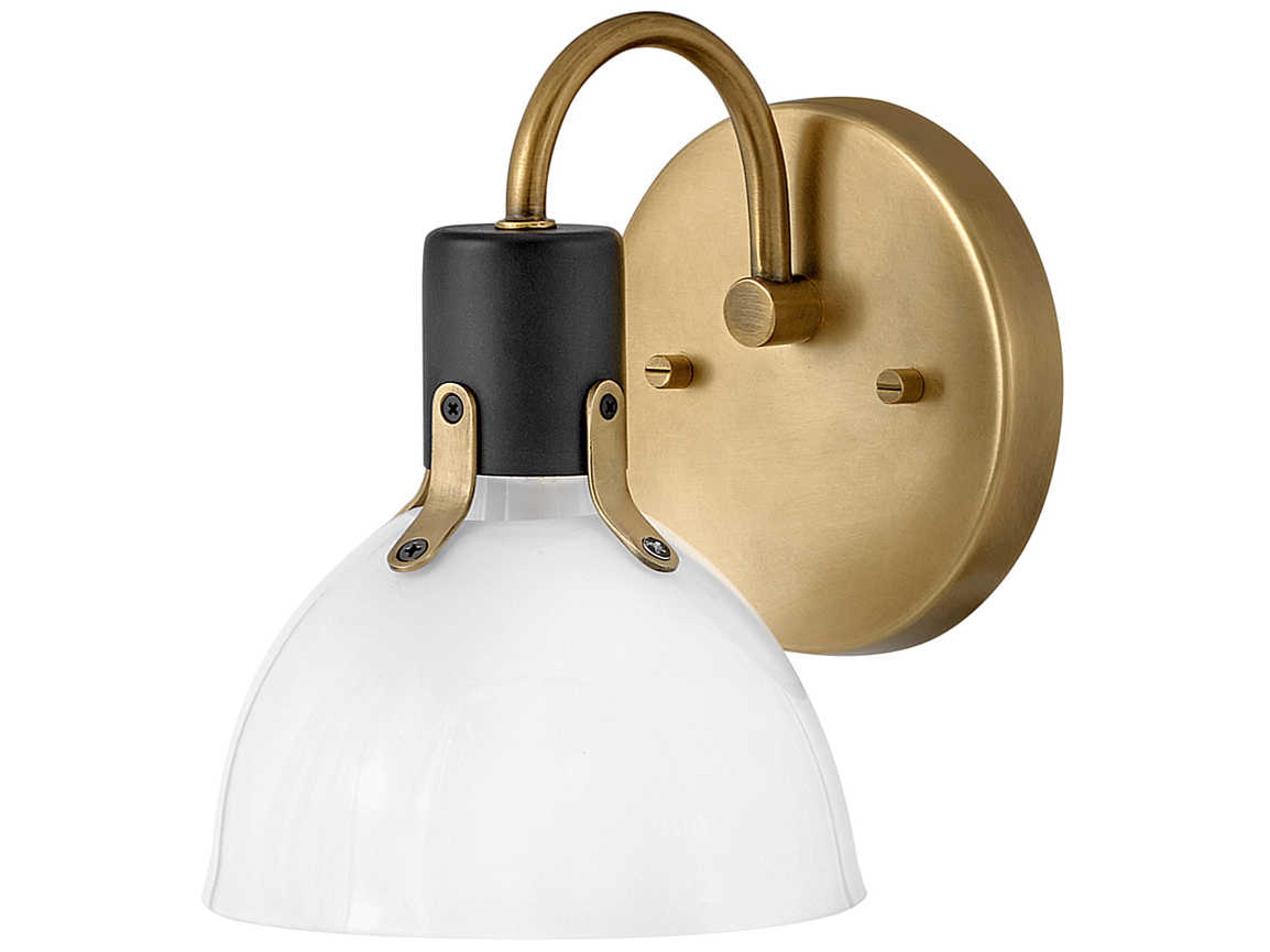 Hinkley Argo 1-Light Heritage Brass Black Glass Wall Sconce