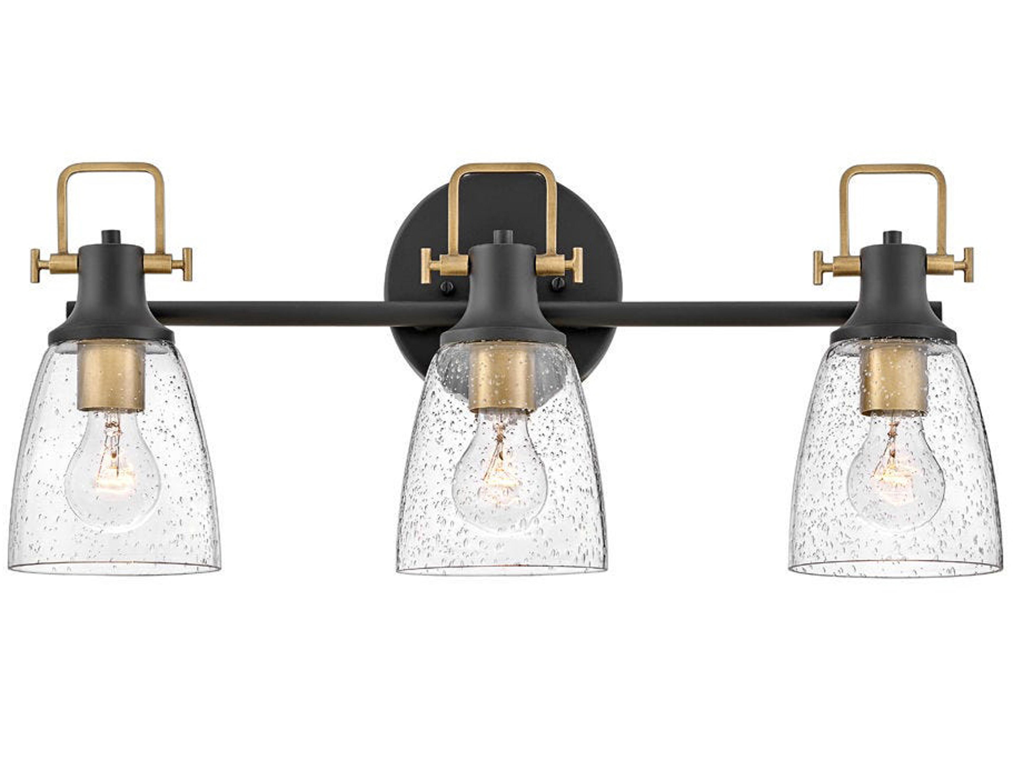 Hinkley Easton 3-Light Black Brass Glass Vanity Light