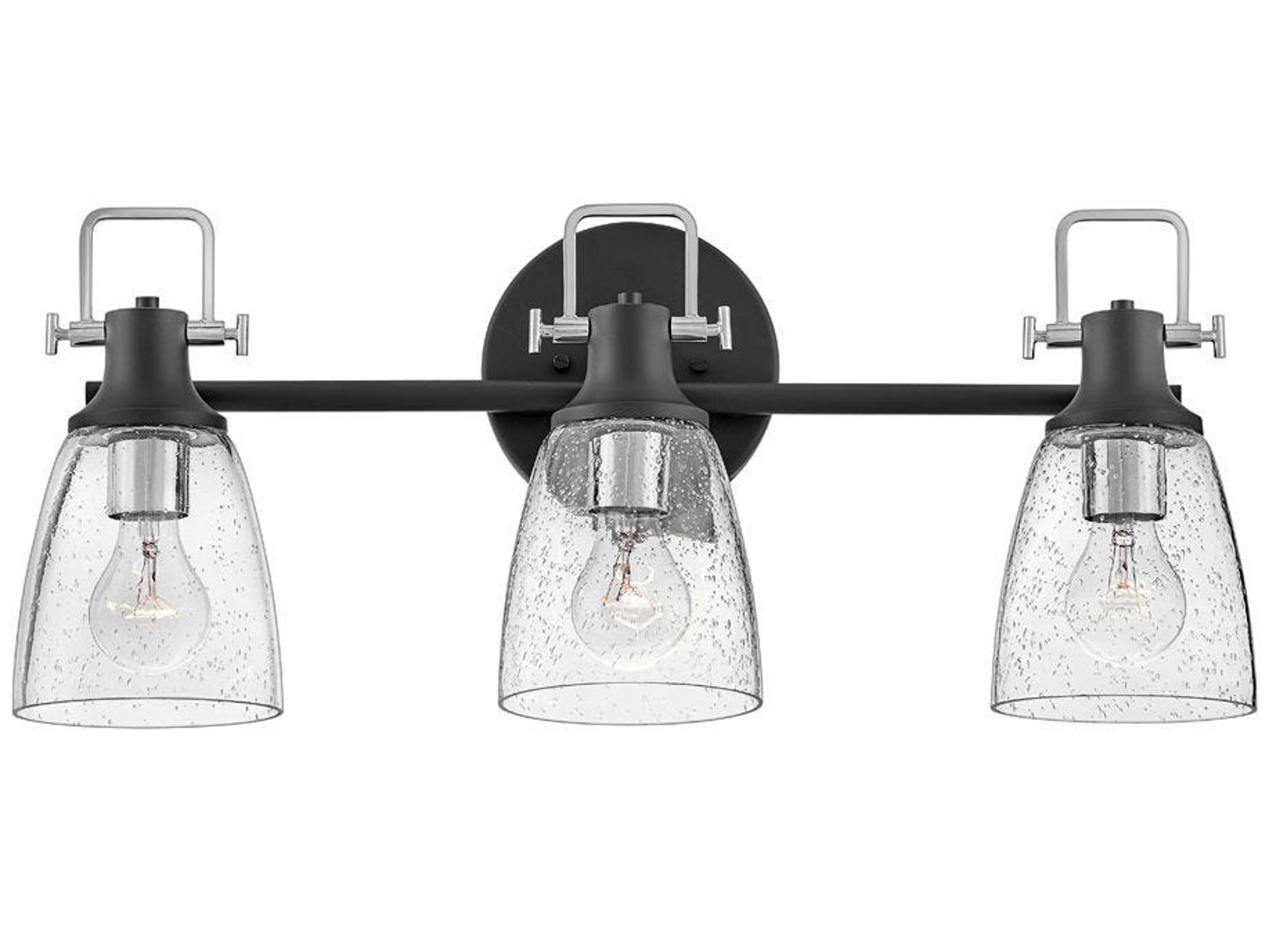Hinkley Easton 3-Light Black Chrome Glass Vanity Light