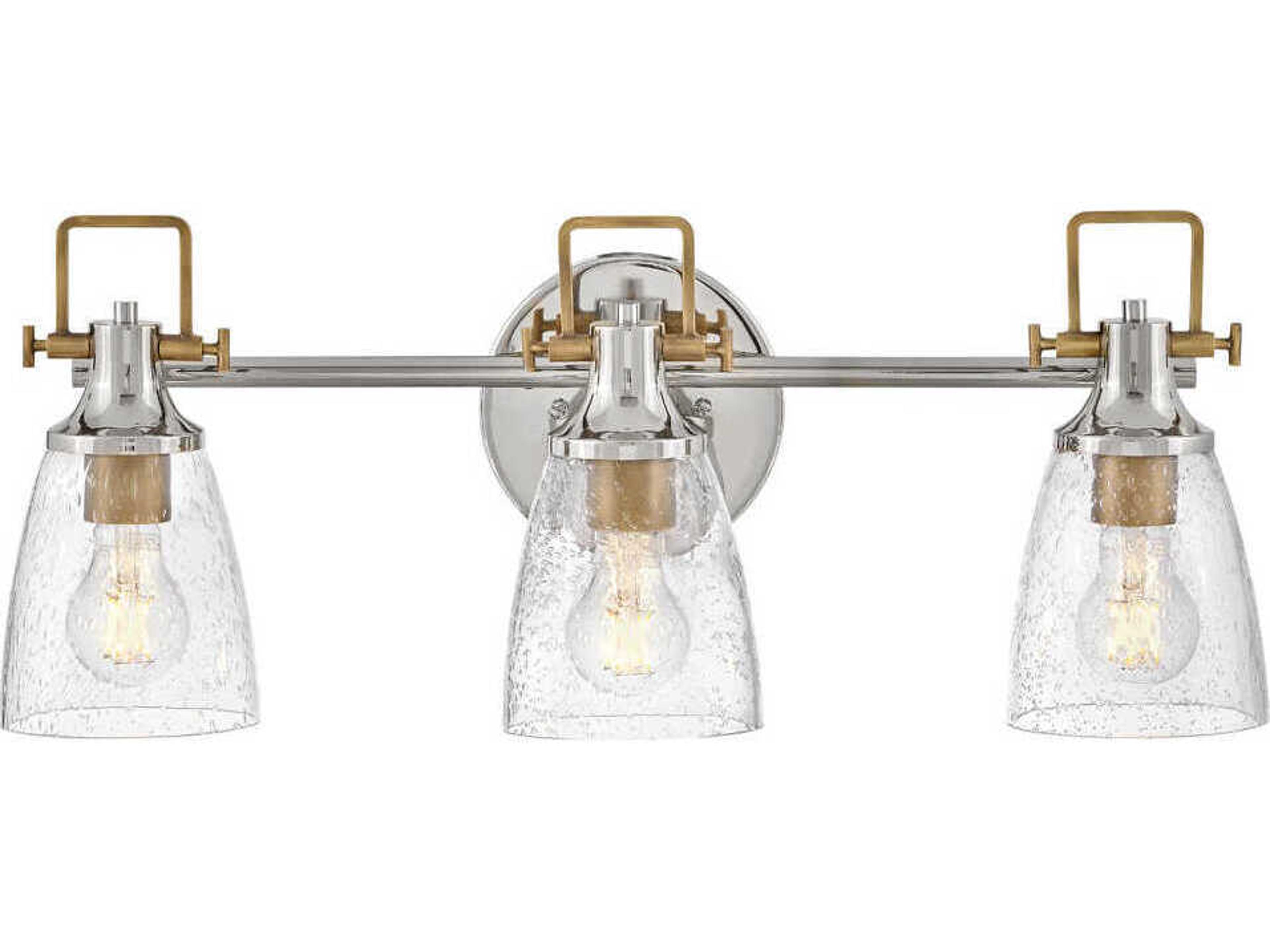 Hinkley Easton 3-Light Polished Nickel Heritage Brass Glass Vanity Light