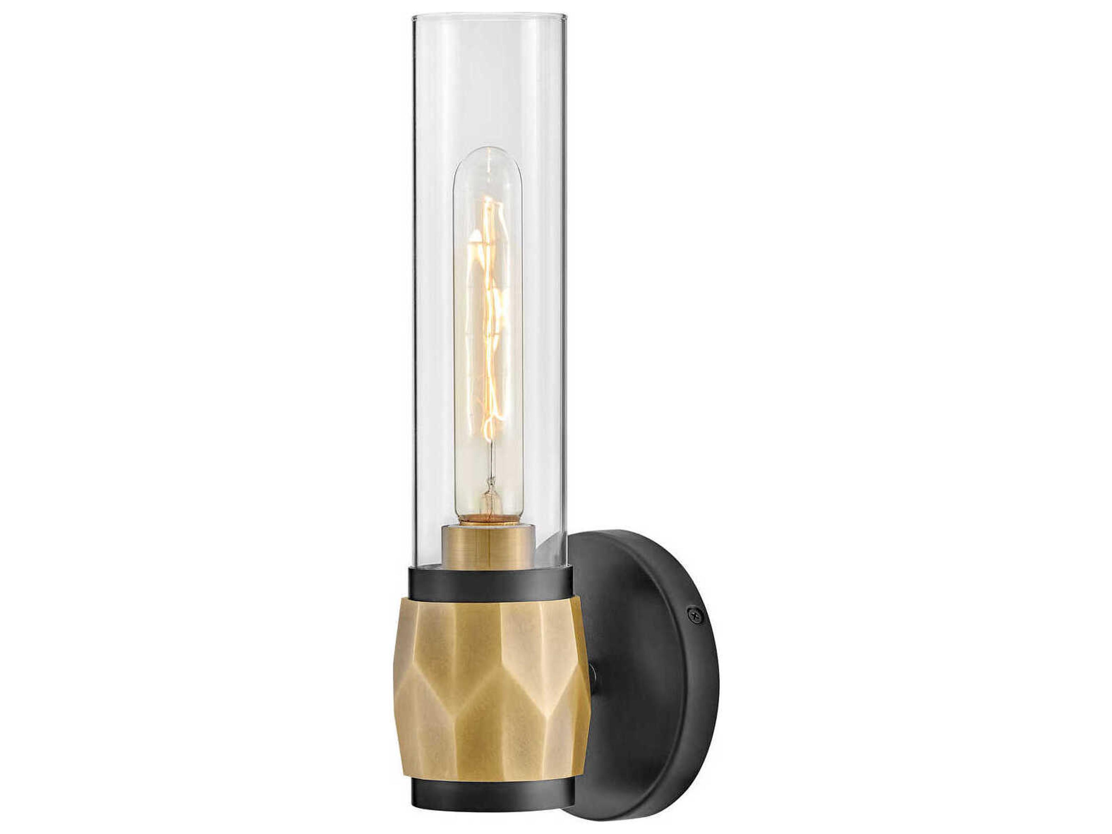 Hinkley Ellison 1-Light Black Heritage Brass Glass LED Wall Sconce