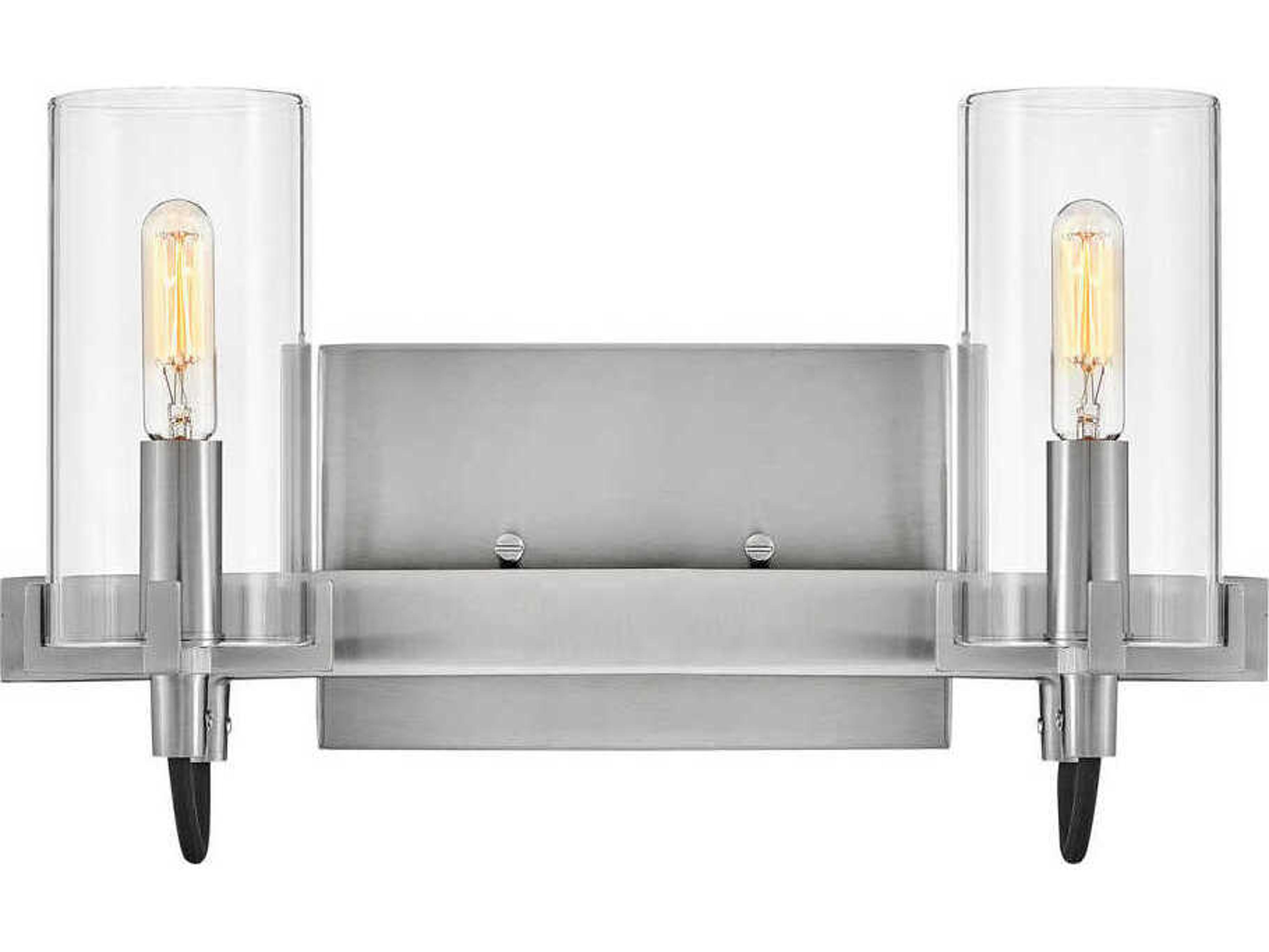 Hinkley Ryden 2-Light Brushed Nickel Glass LED Vanity Light