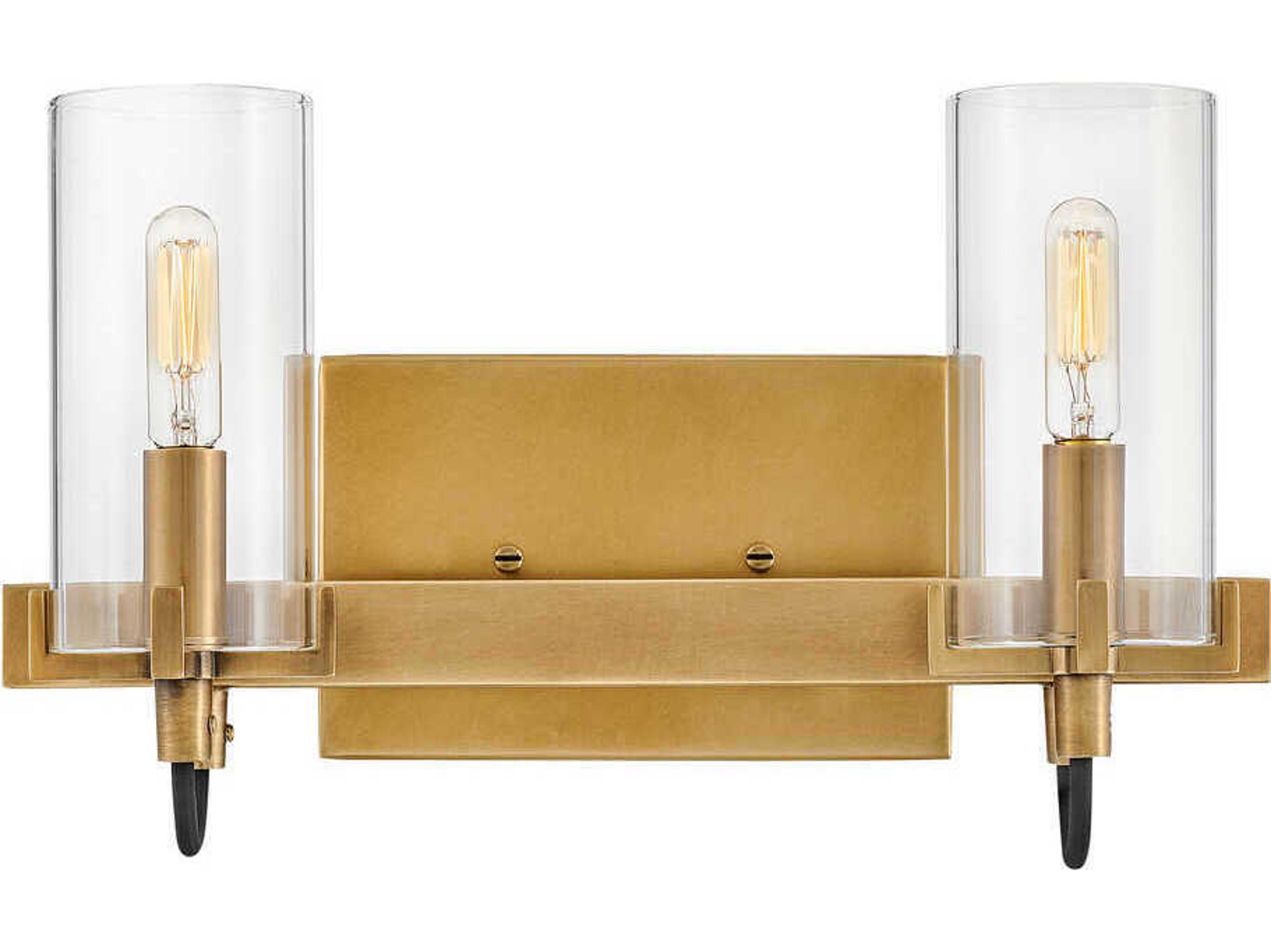 Hinkley Ryden 2-Light Heritage Brass Glass LED Vanity Light