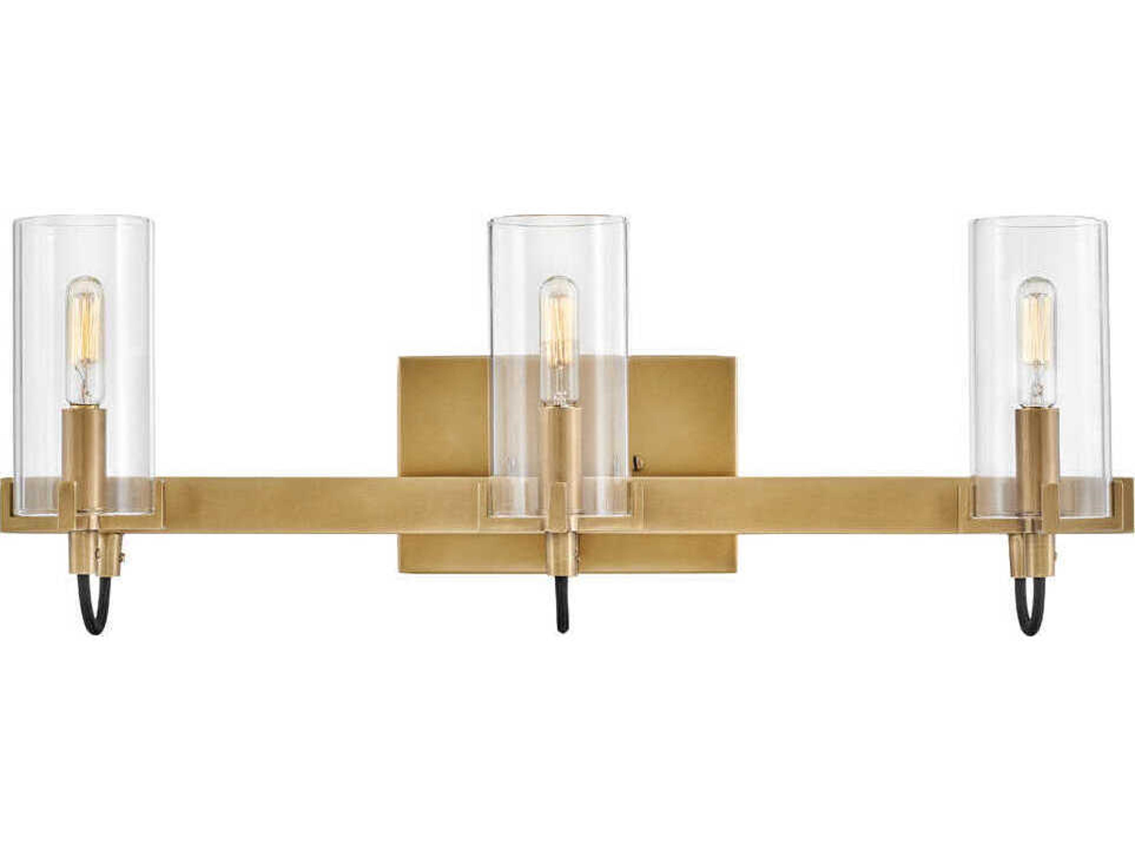 Hinkley Ryden 3-Light Heritage Brass Glass LED Vanity Light