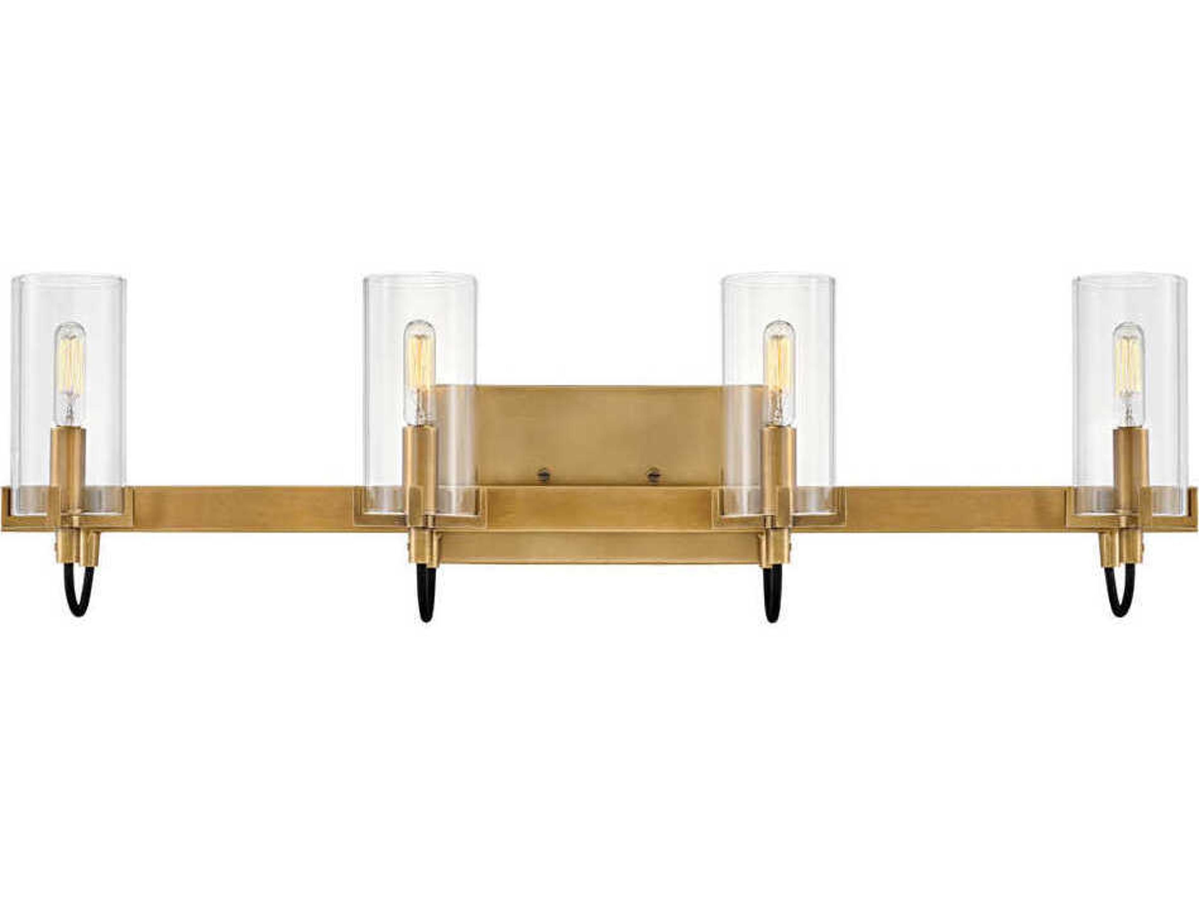 Hinkley Ryden 4-Light Heritage Brass Glass LED Vanity Light