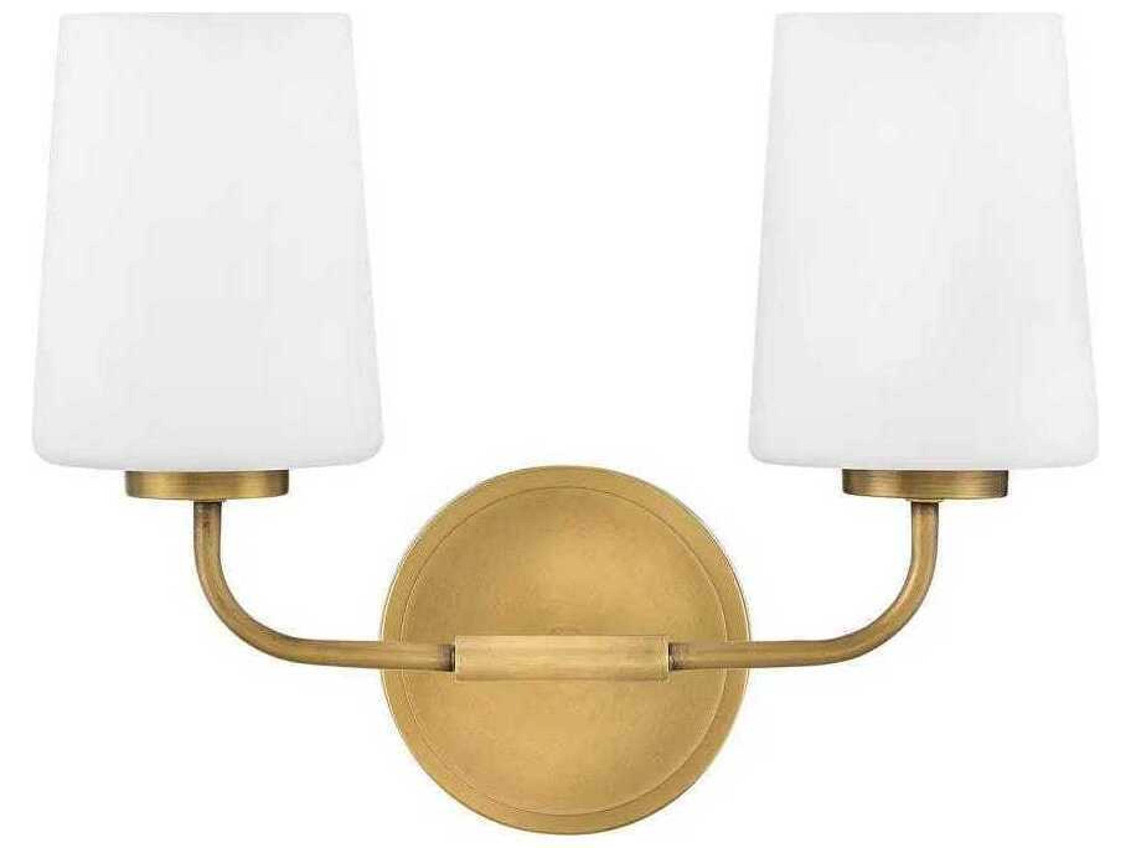Hinkley Kline 2-Light Heritage Brass Glass Vanity Light