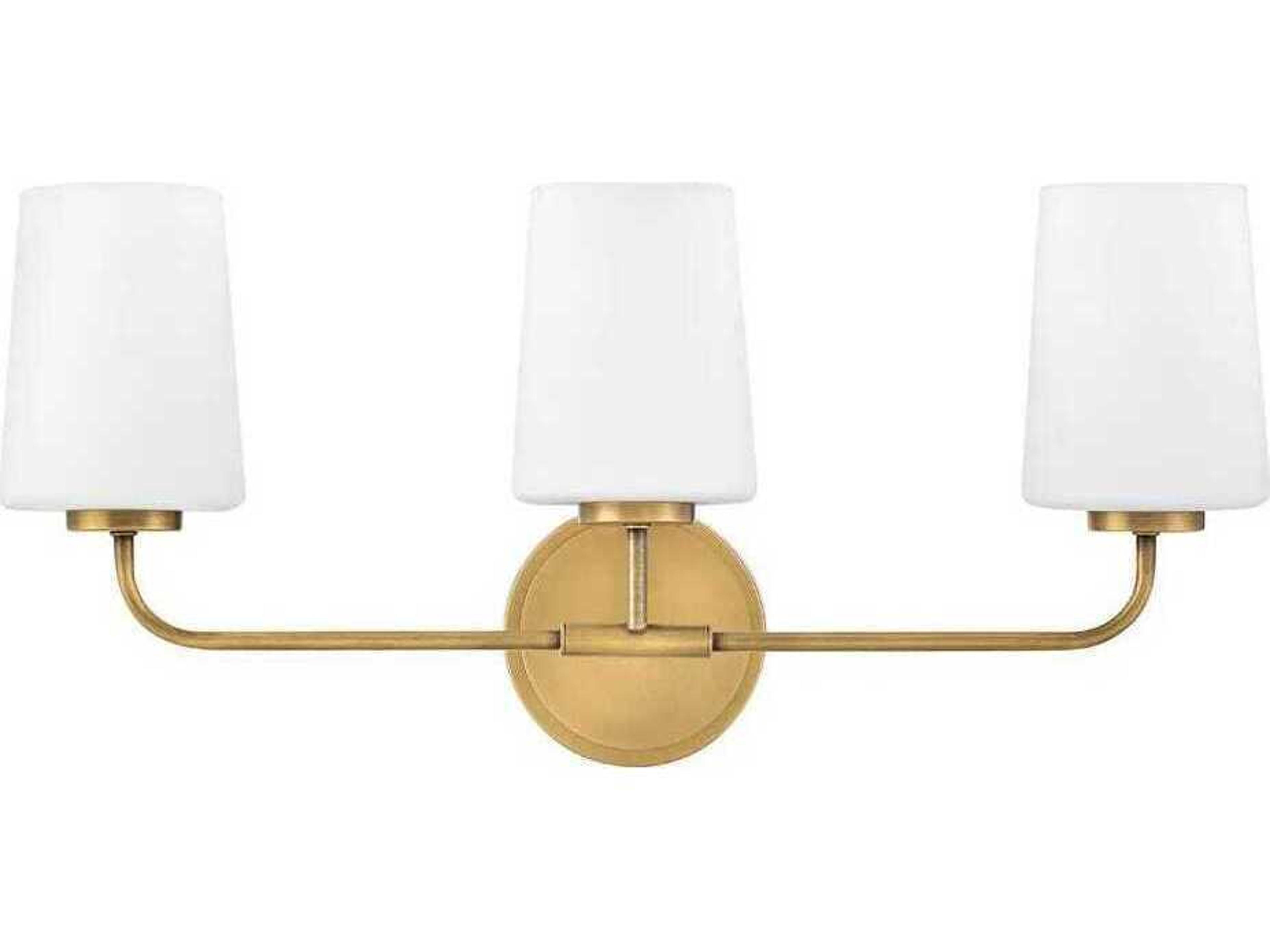 Hinkley Kline 3-Light Heritage Brass Glass Vanity Light